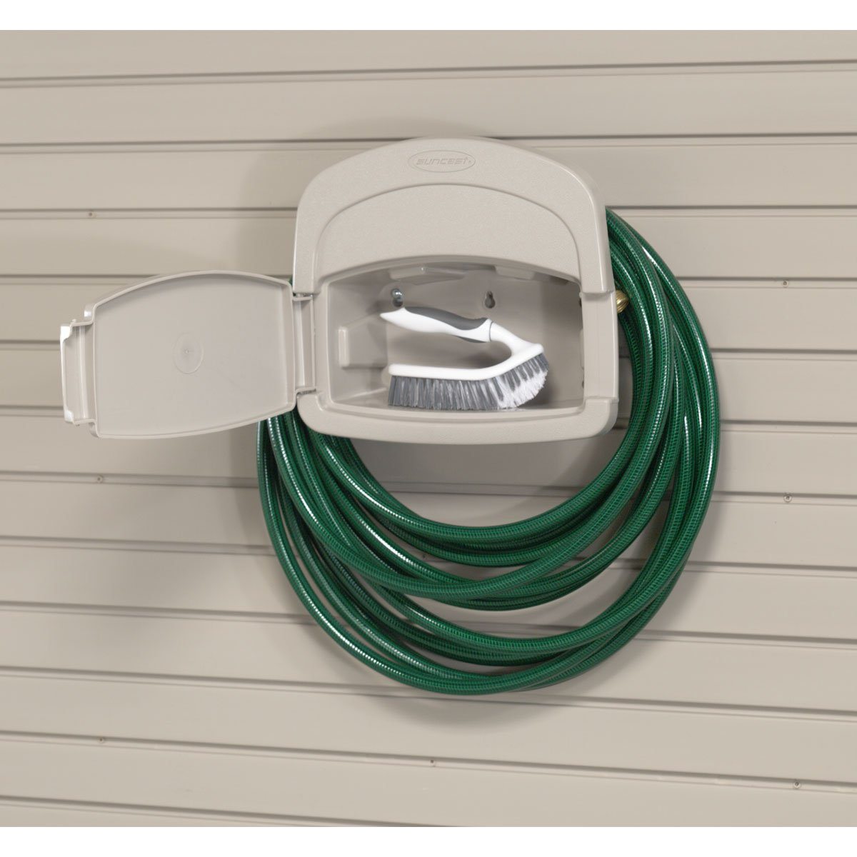 HandiSolutions Wall Mount Hose Holder with Mounting Clips - Outdoor Garden Watering Tool for Yard, Patio & Garage Organization