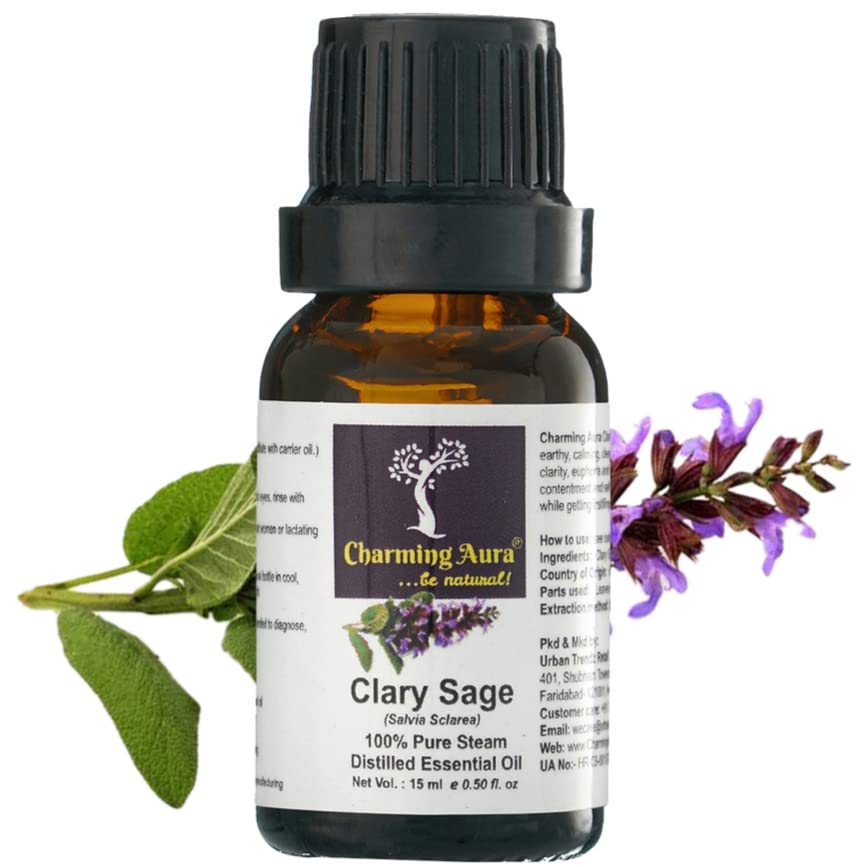 Organic Clary Sage Essential Oil - 15ml Steam Distilled, Pure & Natural for Aromatherapy, Relaxation & Skin Care - Perfect for Diffusers, Massage & DIY Beauty Products