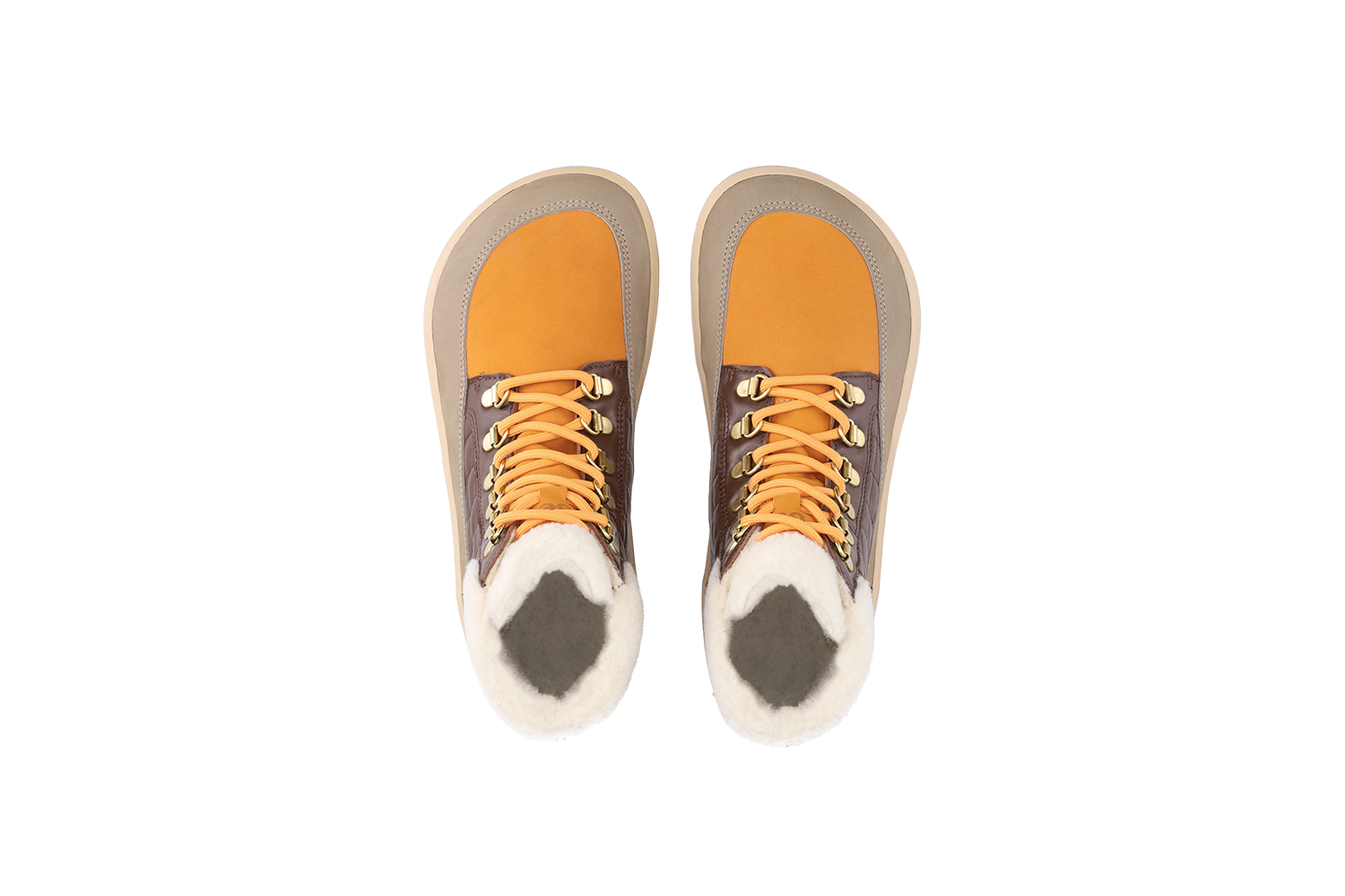 Barefoot Boots for Women - Be Lenka Olivia in Taupe, Dark Brown & Orange | Comfortable Minimalist Shoes for Walking, Hiking & Everyday Wear