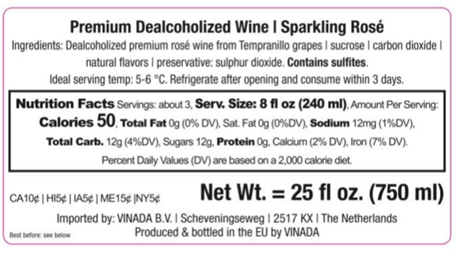 VINADA Sparkling Gold & Rosé Alcohol-Free Wine Variety Pack - 750ml (4 Bottles) - Perfect for Celebrations, Gifts & Sober Living