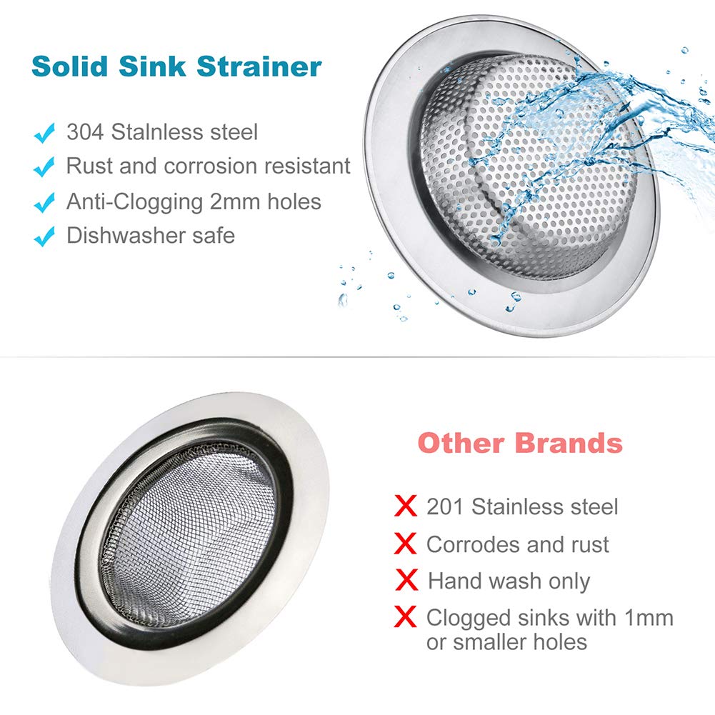 Stainless Steel Kitchen Sink Drain Strainer 6 Pack - Anti-Clogging Sink Stopper & Basket Replacement Set for Efficient Kitchen Cleaning