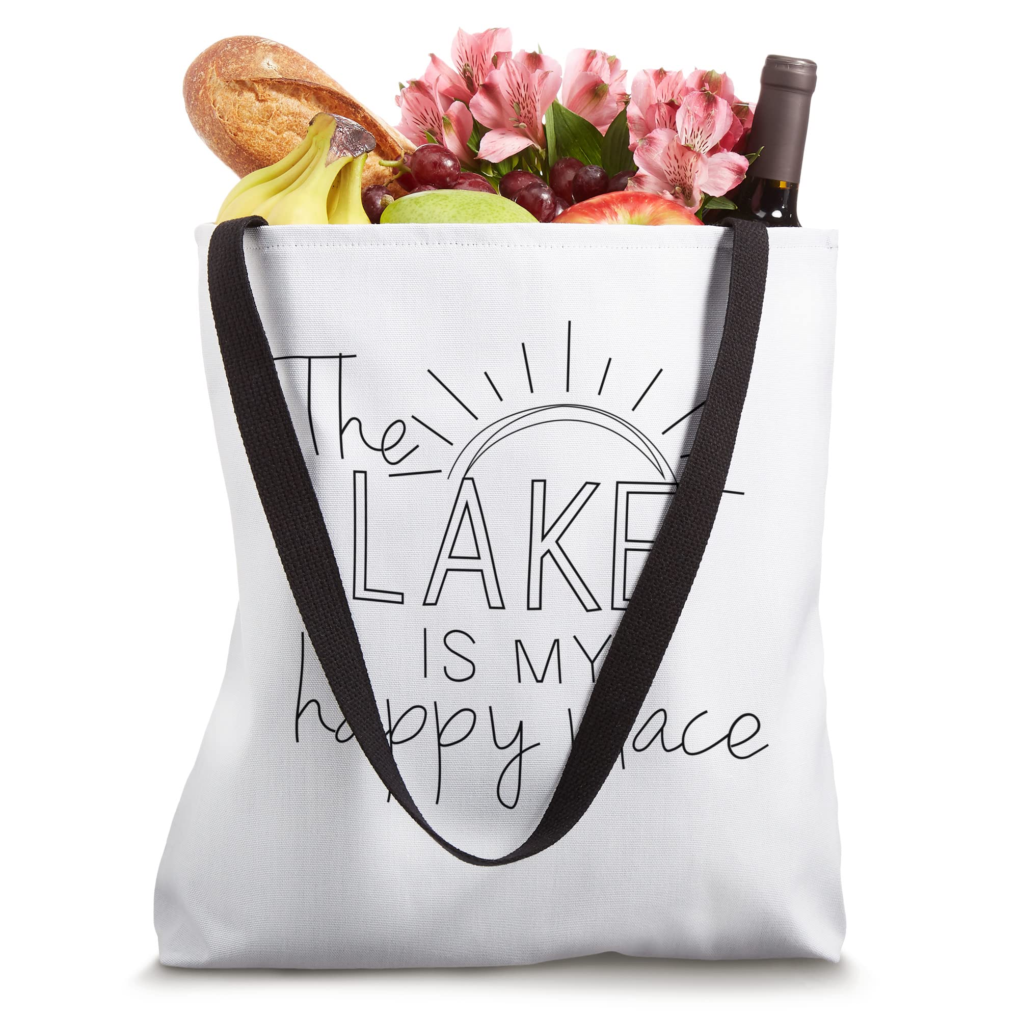 Lake Vacation Tote Bag - 'The Lake Is My Happy Place' Inspirational Beach Bag for Summer Travel, Picnics & Outdoor Adventures