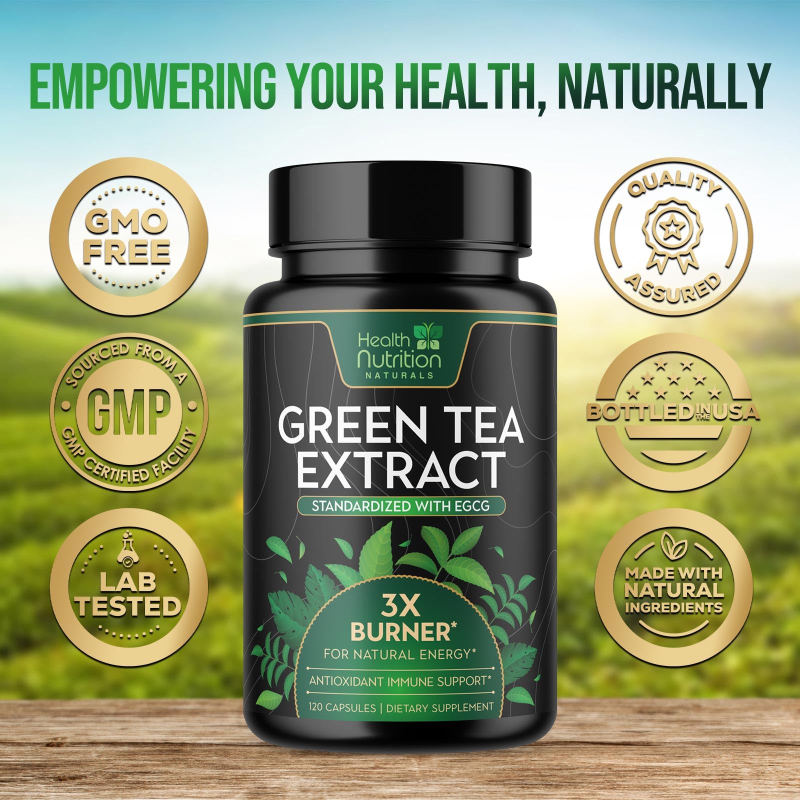 Green Tea Extract Pills 1300mg - 98% Standardized EGCG, 3X Extra Strength for Natural Energy - Supports Antioxidant, Heart Health & Immune System - Vegan Capsules with Polyphenols (120 Count) - Perfect for Daily Wellness & Active Lifestyle