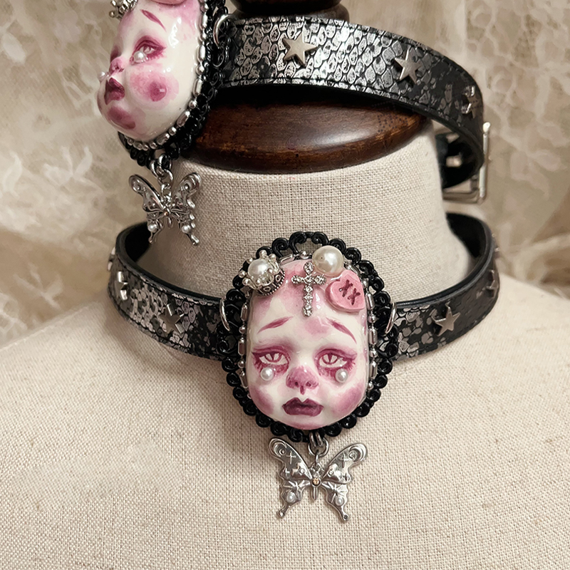 Gothic Dark Doll Choker Necklace - 23