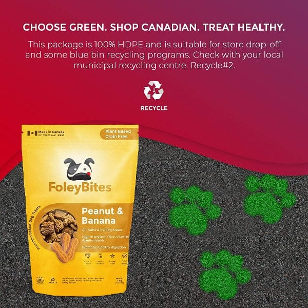 Premium Baked Dog Treats - Foley Bites Peanut & Banana Flavor | All-Natural, Grain-Free Snacks for Training & Rewarding Dogs | Perfect for Small, Medium & Large Breeds
