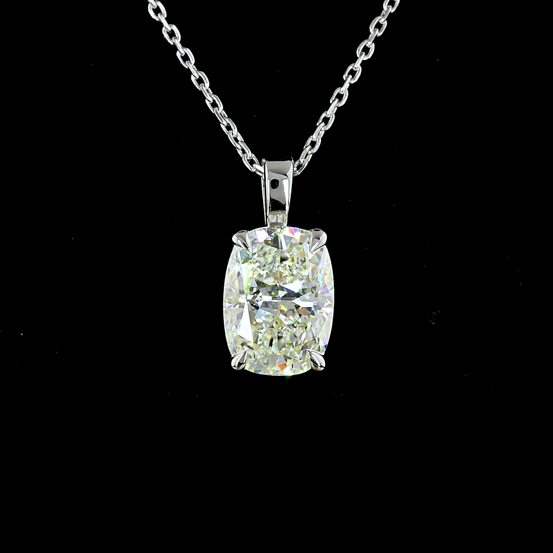 2.51 Carat Lab Grown Cushion Cut H VS1 Diamond Pendant in 14K White Gold - Elegant Solitaire Necklace for Women, Perfect for Anniversary, Engagement & Special Occasions