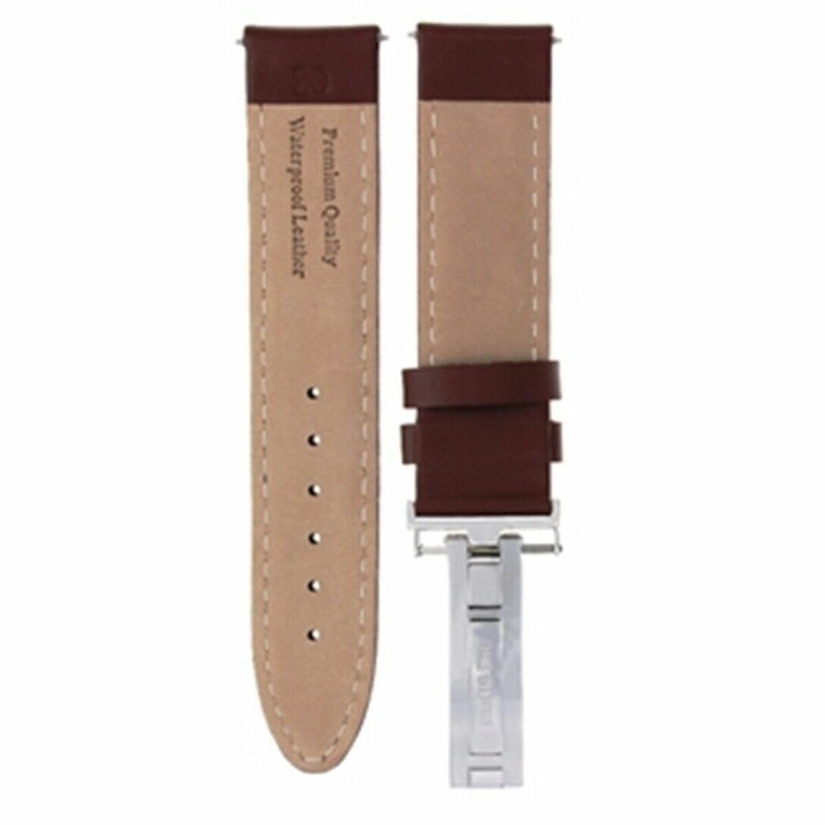 22mm Genuine Leather Watch Band Strap with Smooth Deployment Clasp - Compatible with Breitling - Tan Light Brown - Replacement Strap for Men's & Women's Watches - Perfect for Business, Casual & Formal Occasions