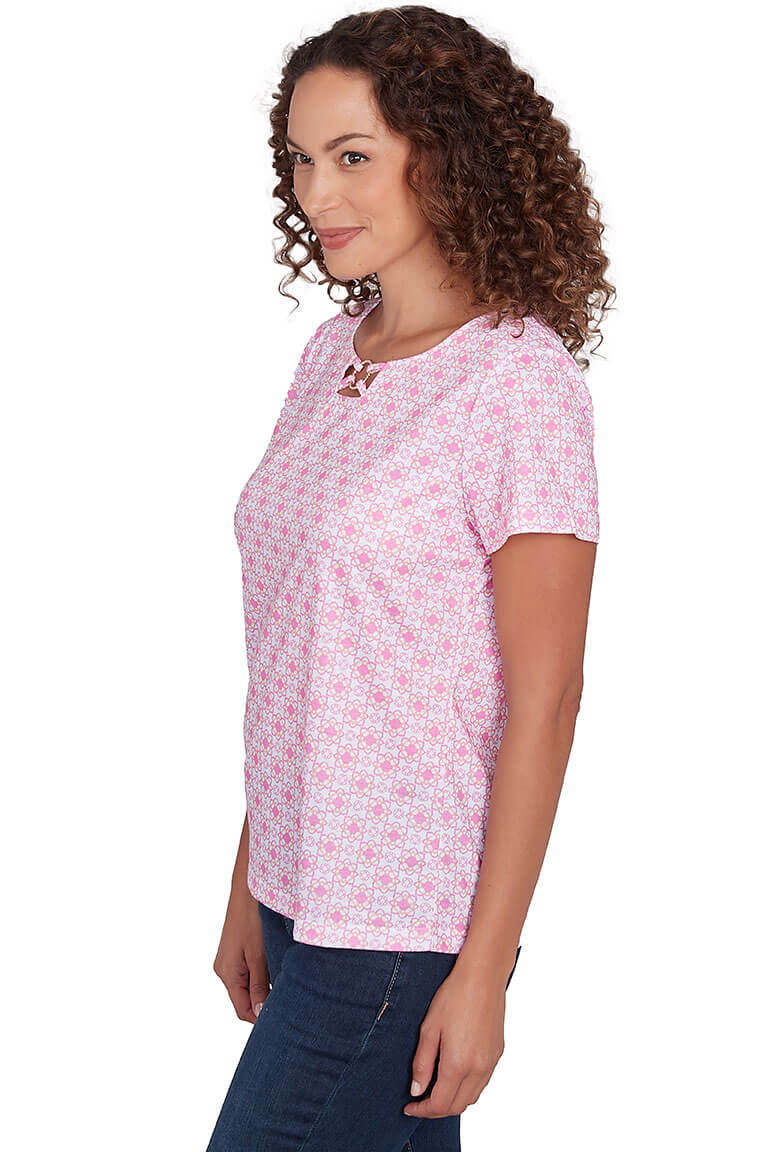 Lucky Tiles Graphic Tee for Women - Pink Petite Sizes | Cute Casual T-Shirt for Everyday Wear, Weekend Outfits & Street Style
