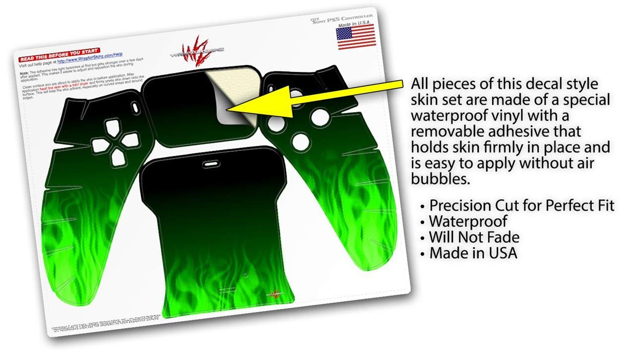 PS5 DualSense Controller Skin Wrap - Fire Green for Gaming & Protection