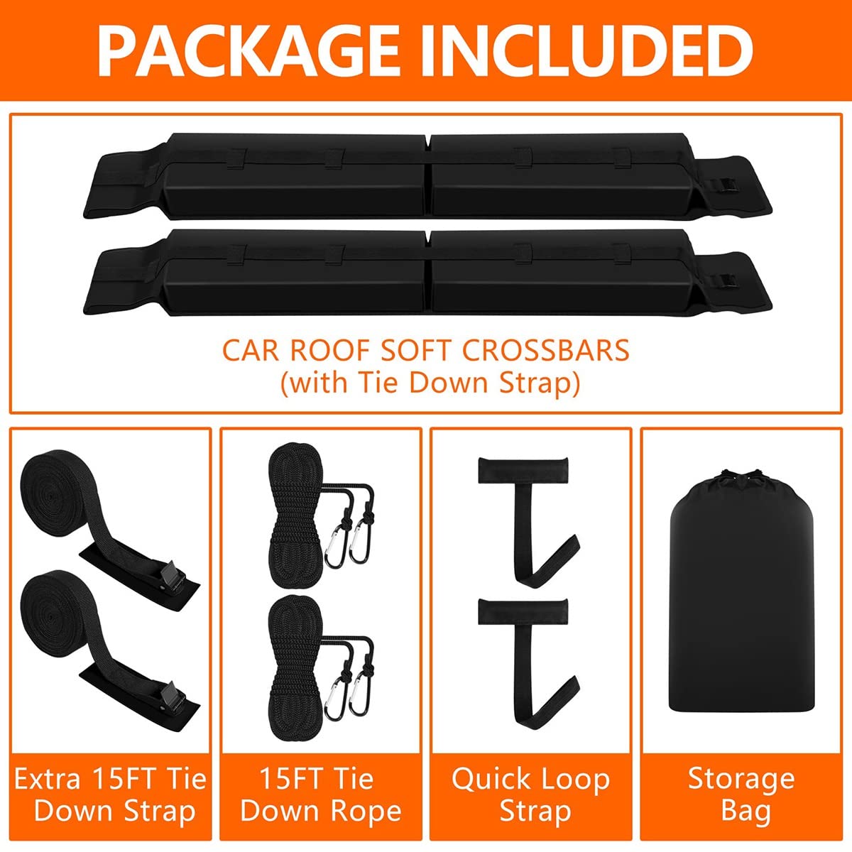 LOZJOKAD Soft Roof Rack Pads for Kayak, Surfboard & SUP - Universal Car Luggage Carrier Accessories | Perfect for Outdoor Adventures, Camping & Water Sports