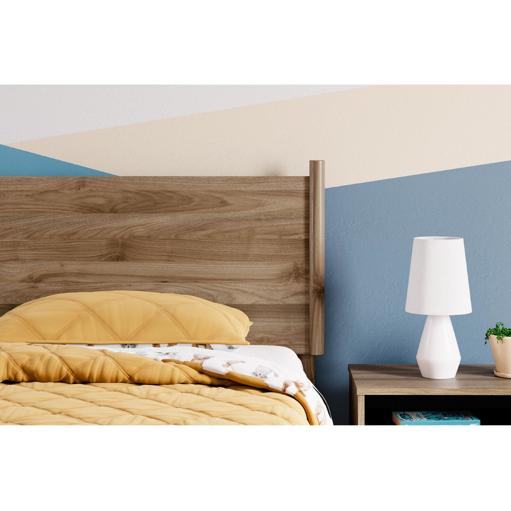 Aprilyn Twin Panel Bed in Honey Finish - Modern Wooden Twin Size Bed Frame for Kids & Teens - Perfect for Bedrooms, Dorms, and Guest Rooms