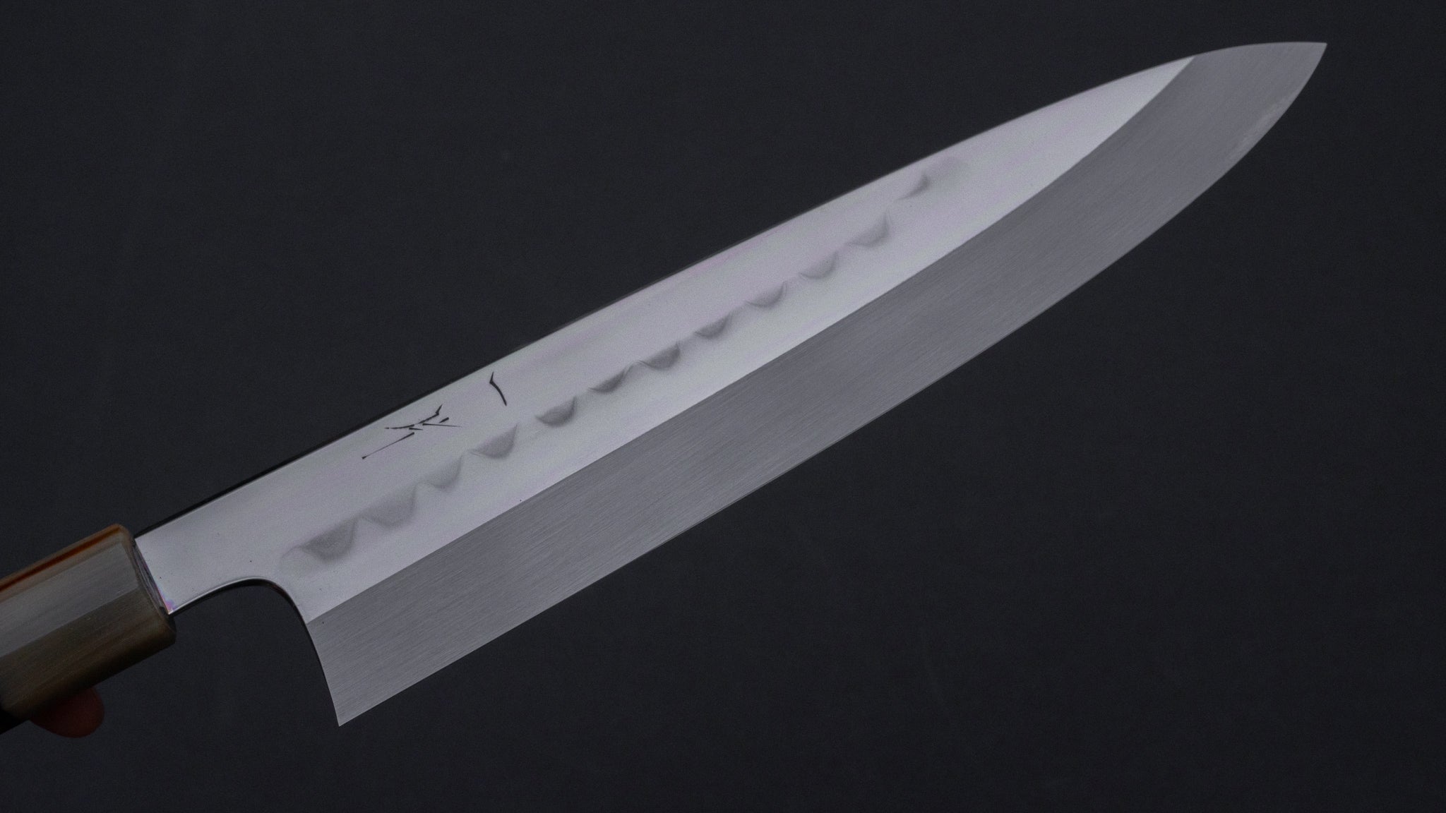 Hitohira Togashi Kambei White #1 Mizu Honyaki Gyuto 240mm Japanese Chef Knife - Premium Ziricote Wood Handle with Saya Scabbard (#001) - Perfect for Professional Chefs & Home Cooking Enthusiasts