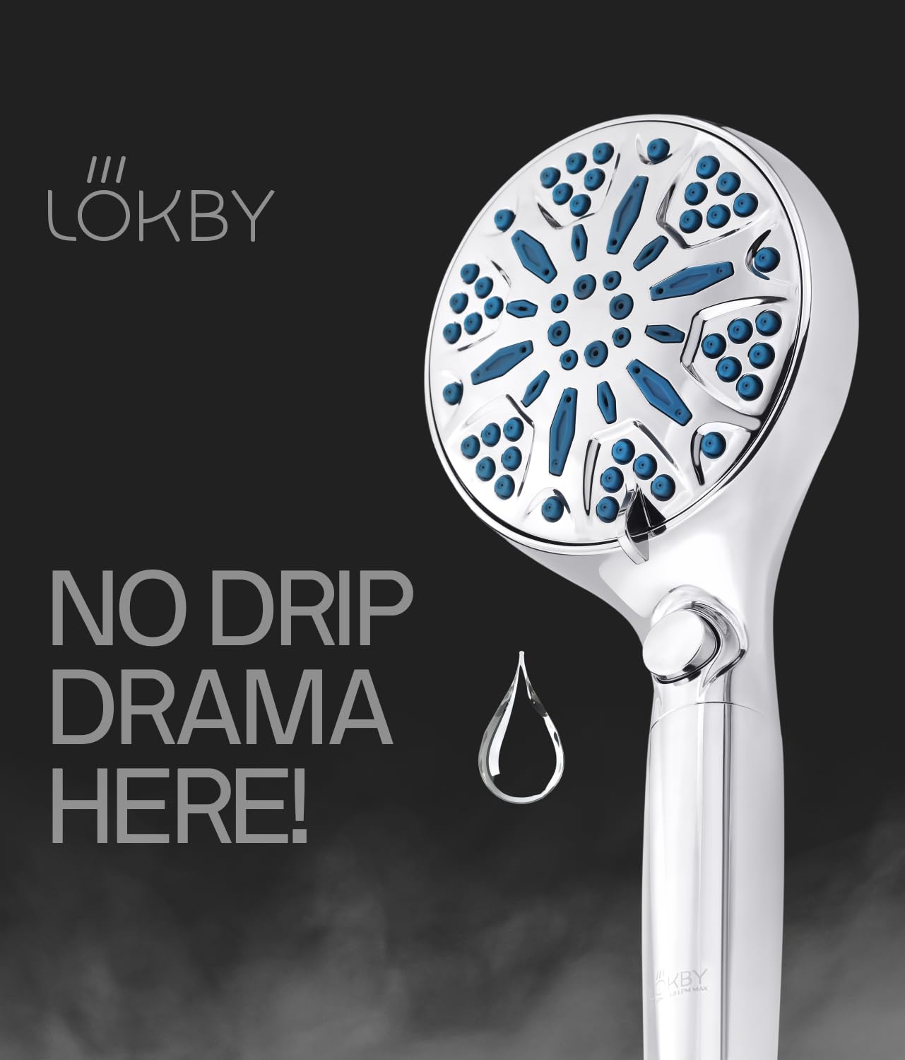 LOKBY High Pressure 10-Settings Shower Head with Handheld Set - Detachable High Flow Showerhead with 2 Power Wash Modes - 59
