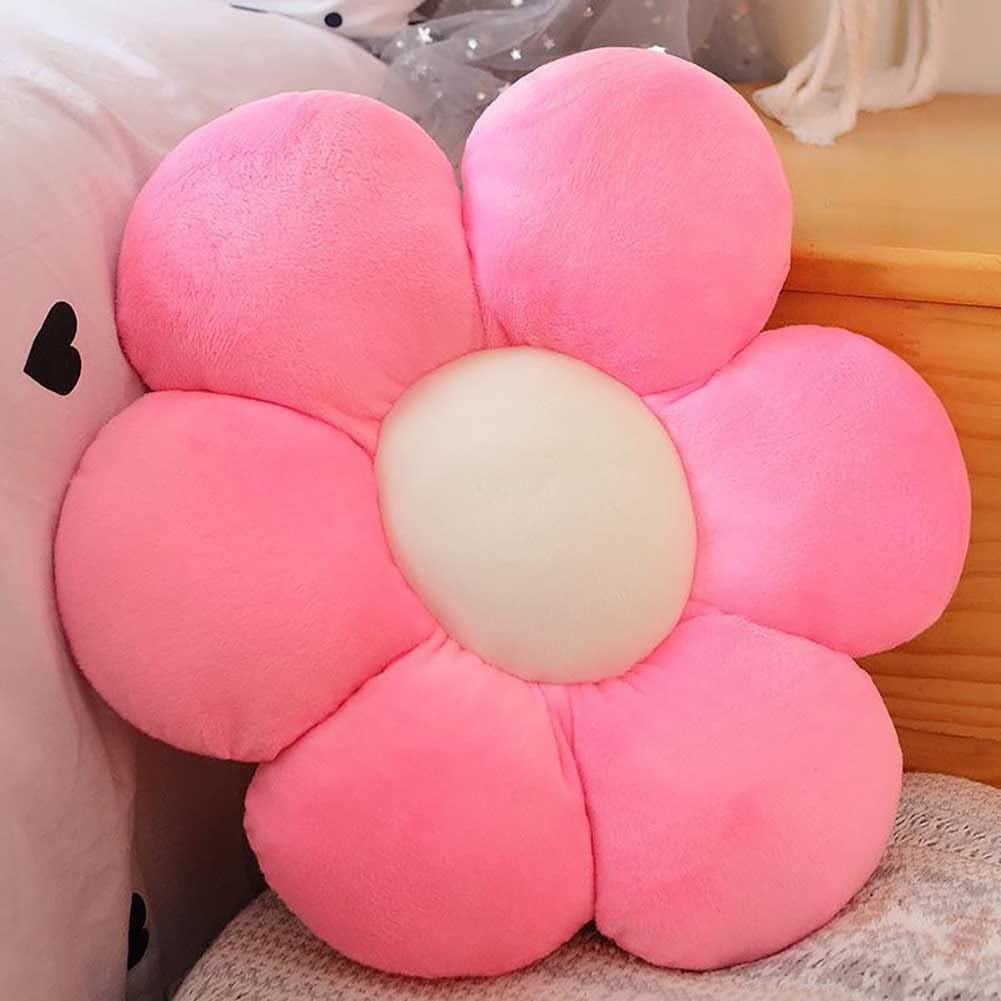 Furry Flower Shaped Throw Pillow - Colorful Floor Cushion for Home, Car & Office Decor - Soft Crystal Velvet Pink Pillow (25 inch/60cm) - Perfect for Living Room, Bedroom, Nursery or Workspace Accent