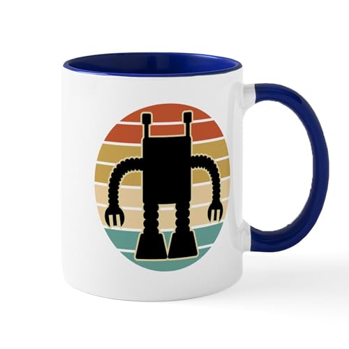 White/Navy Inside - Robotics Vintage Robot Mugs