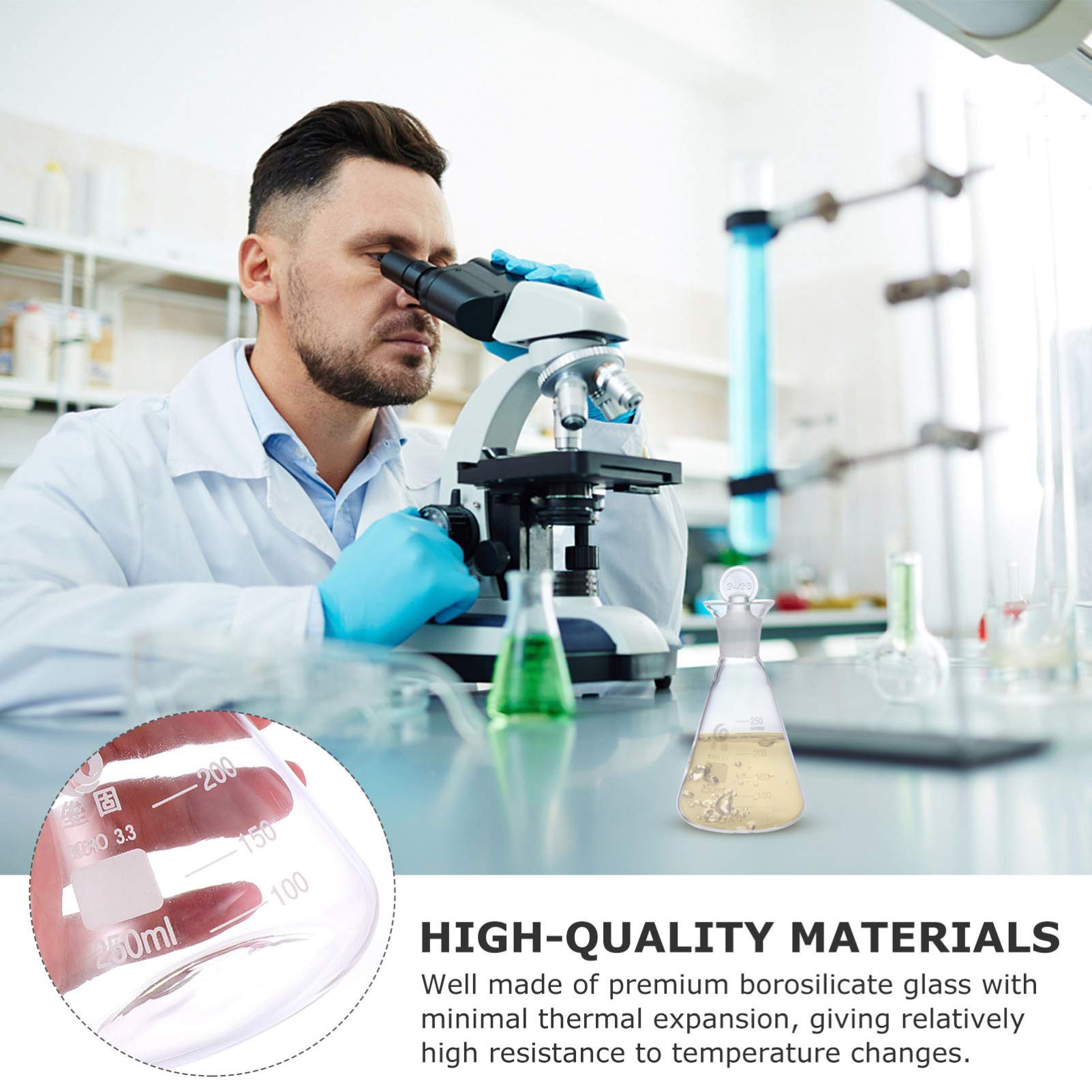 1pc Flask Laboratory Supplies - High-Quality Glassware for Chemistry Experiments, Science Labs & Research - Perfect for Mixing, Heating & Measuring Liquids