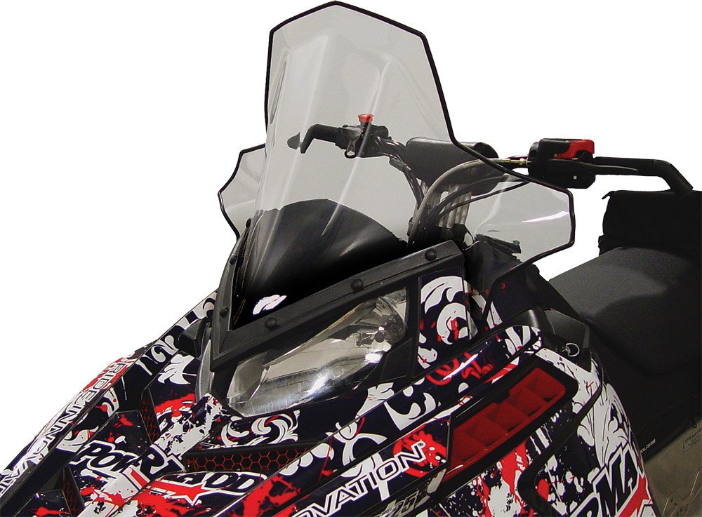 PowerMadd 11830 Cobra Windshield for Polaris Pro-Ride Chassis - Clear with Black Fade Mid-Height Windshield for Snowmobile Protection - Perfect for Trail Riding and Winter Adventures