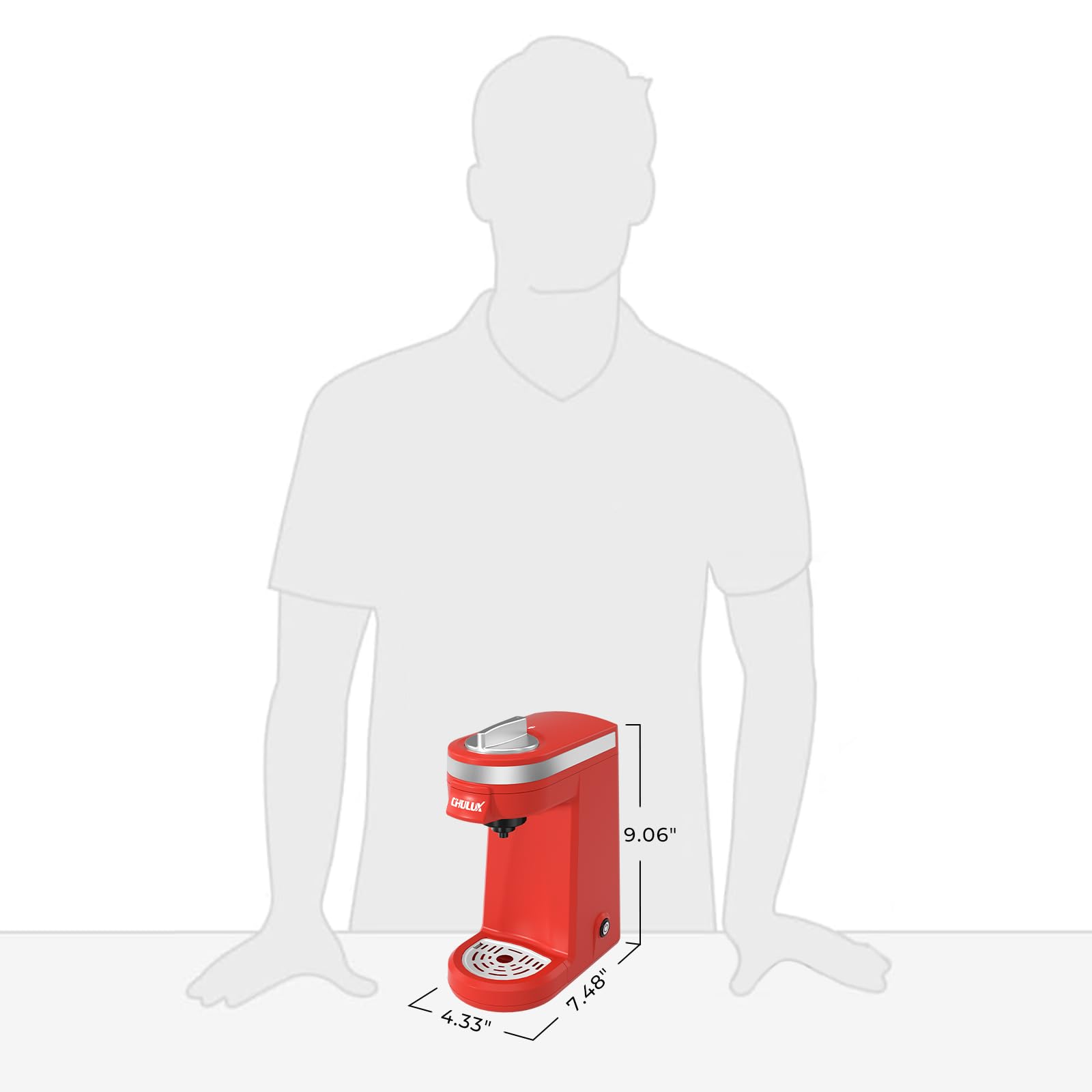 CHULUX Mini Single Serve Coffee Maker for K-Cups & Pods - Compact Lightweight Machine for Americano, Espresso & Hot Beverages - Perfect for Home, Office & Travel - Red
