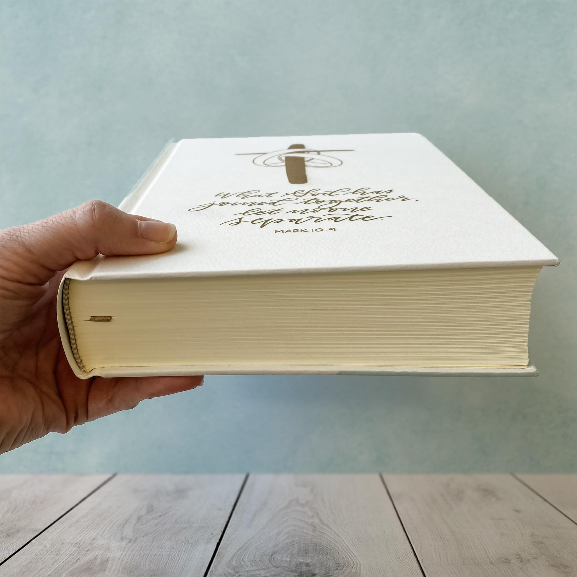 Hand Illustrated & Laser Engraved ESV Journaling Bible - White Wedding Guestbook Bible with Personalized Name Engraving Option | Perfect Christian Wedding Gift for Brides, Couples & Bible Study | Ideal for Ceremonies, Anniversaries & Spiritual Journaling