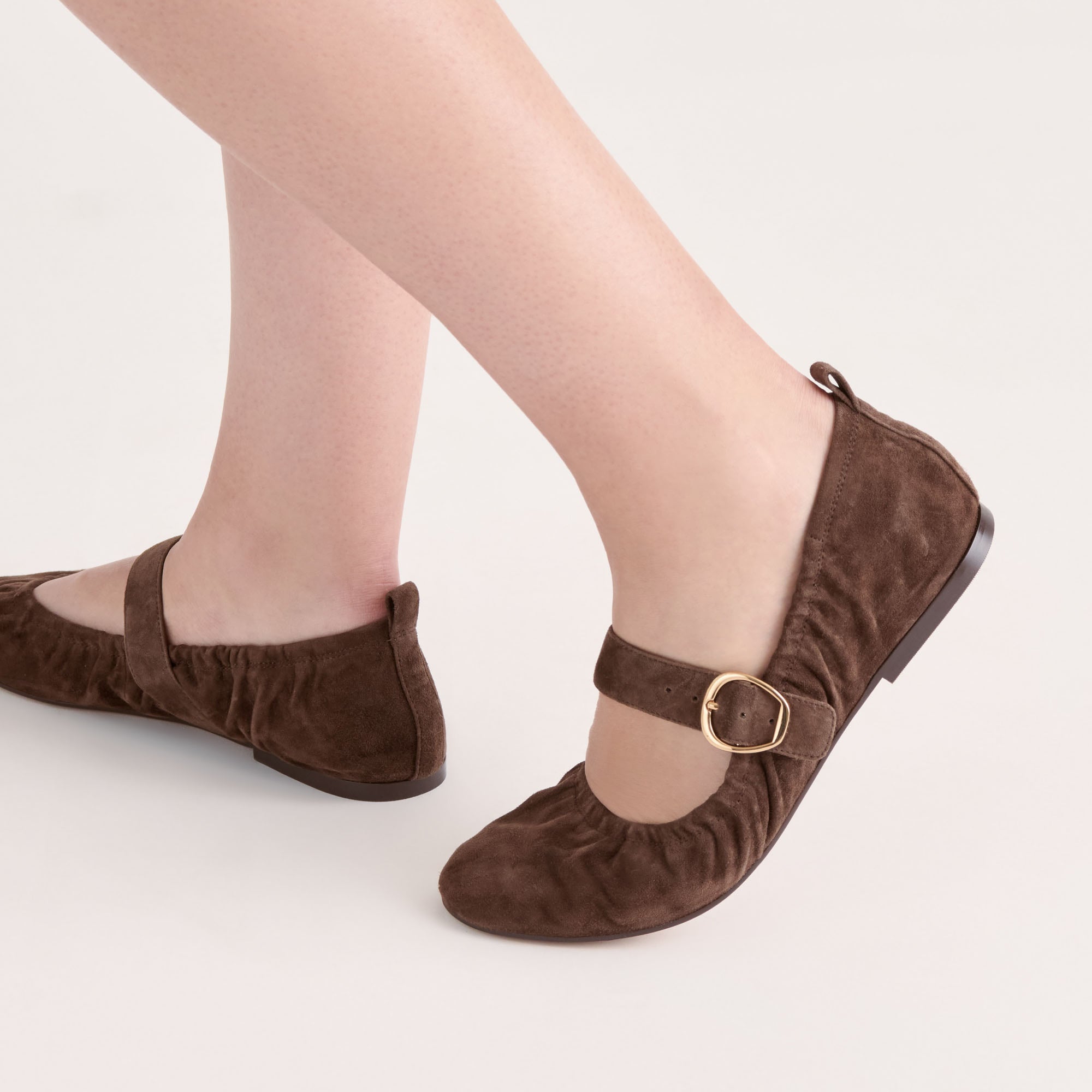 CAELY Women's DK Brown Suede Ballet Flats - Comfortable & Stylish Shoes for Work, Casual Wear & Travel