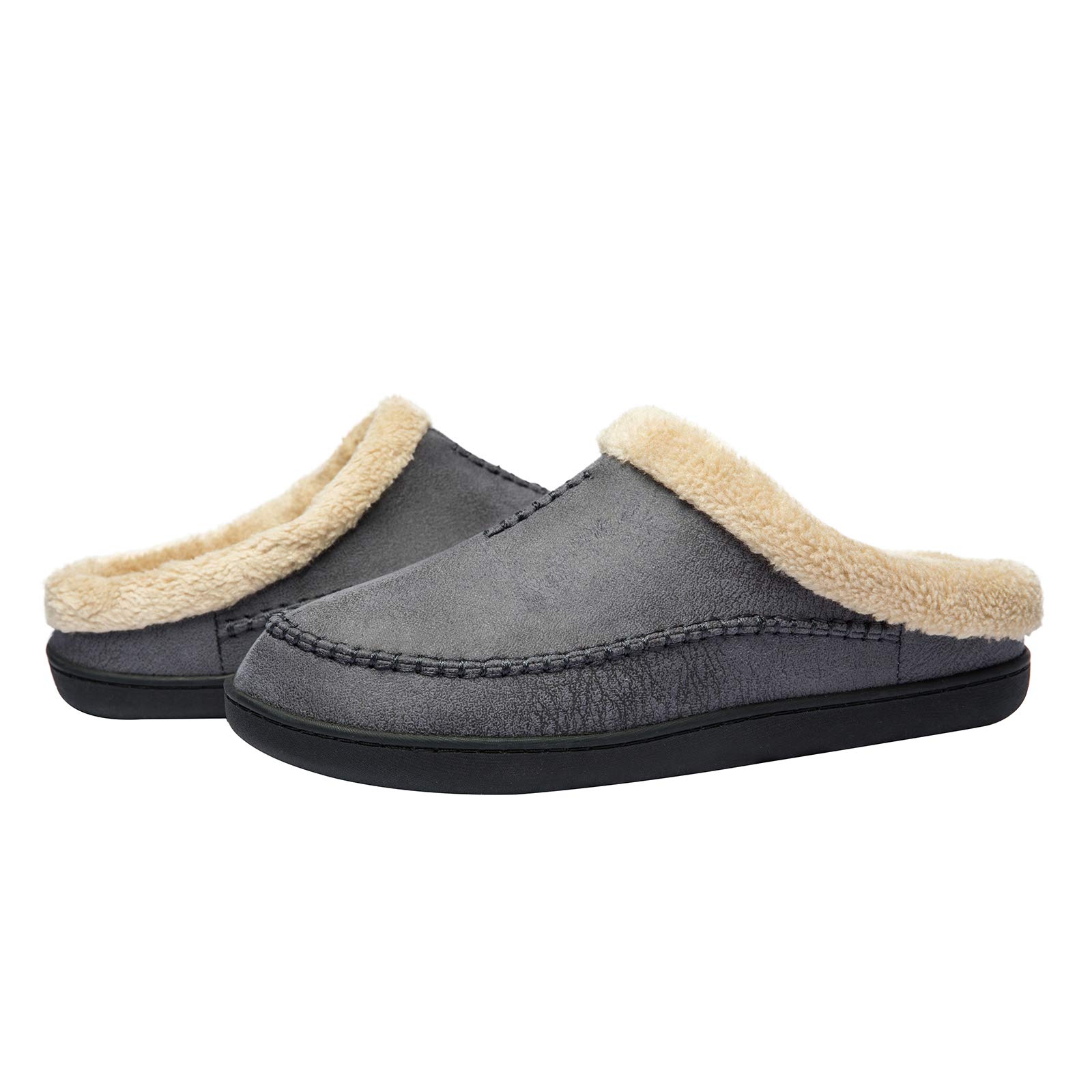 WOTTE Men's Moccasin Slippers - Soft Microsuede with Fleece Lining & Memory Foam - Comfortable Indoor/Outdoor House Shoes for Relaxing at Home or Quick Outdoor Errands