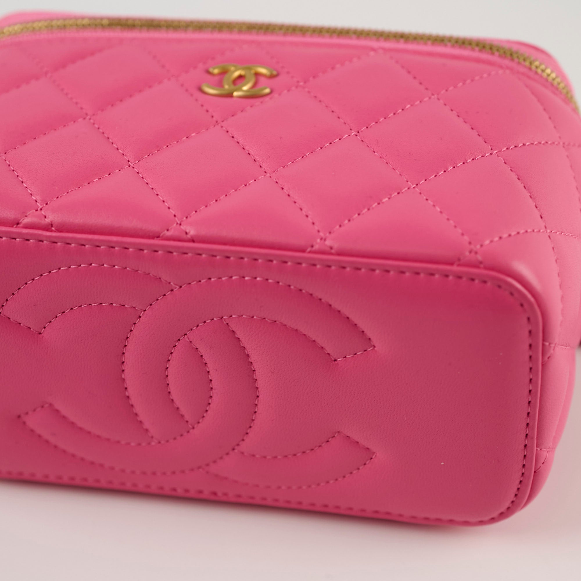 Chanel Pink Vanity Case with Coco Chain - Authentic Luxury Crossbody Bag with Microchip for Women | Perfect for Parties, Date Nights & Special Occasions
