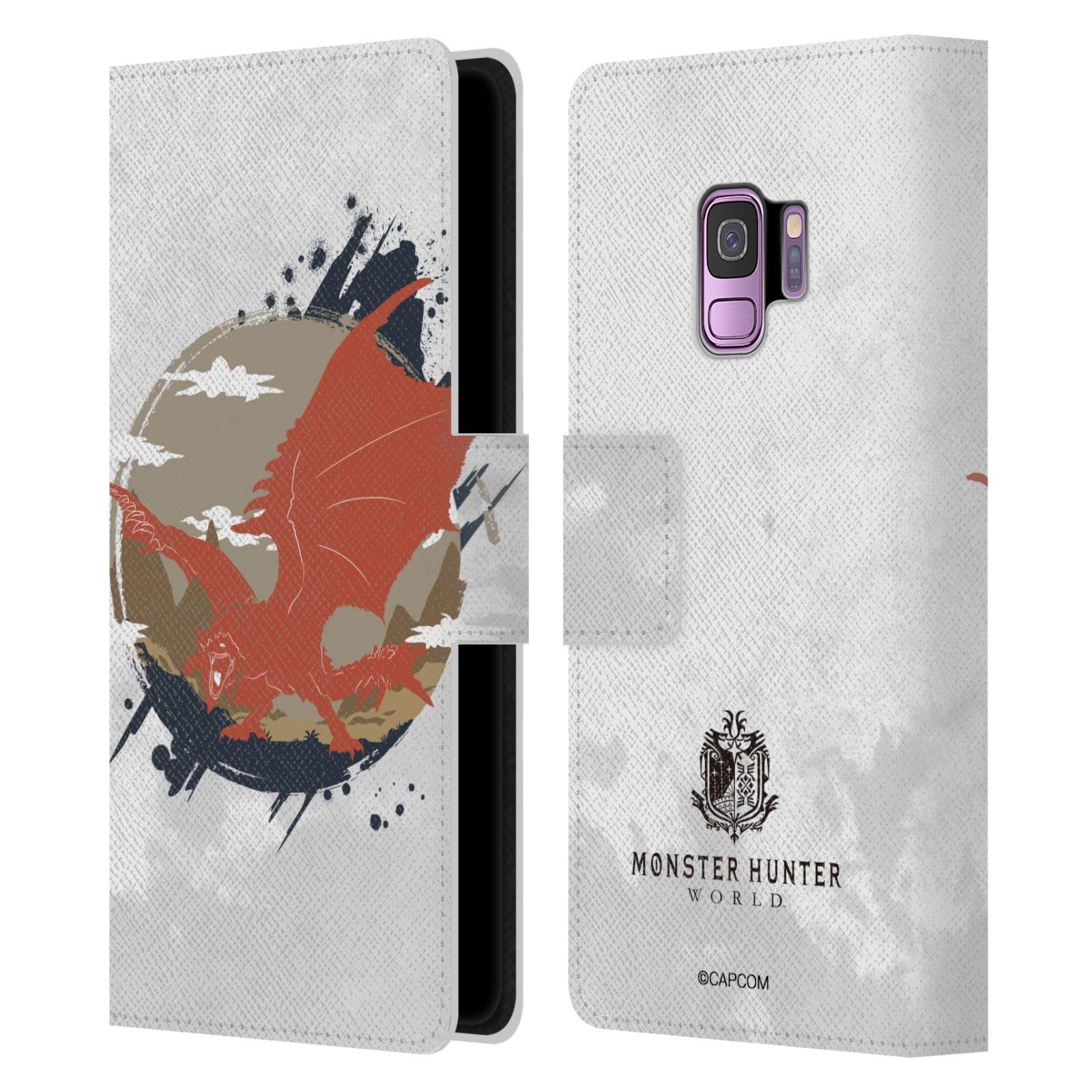 Monster Hunter World Rathalos Leather Wallet Case for Samsung Galaxy S9 - Officially Licensed Gaming Phone Cover with Silhouette Design | Perfect for Fans & Outdoor Adventures