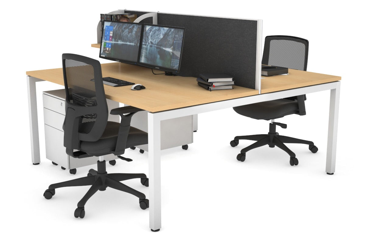 Quadro Square Legs 2 Person Office Workstation Desk - 1400L x 800W with Cable Management Scallop - Perfect for Shared Workspaces & Home Offices
