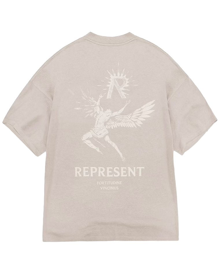 Represent MLM467 476 Icarus Graphic T-Shirt for Men - Soft Cotton Vintage Tee in Taupe | Casual Streetwear, Everyday Comfort