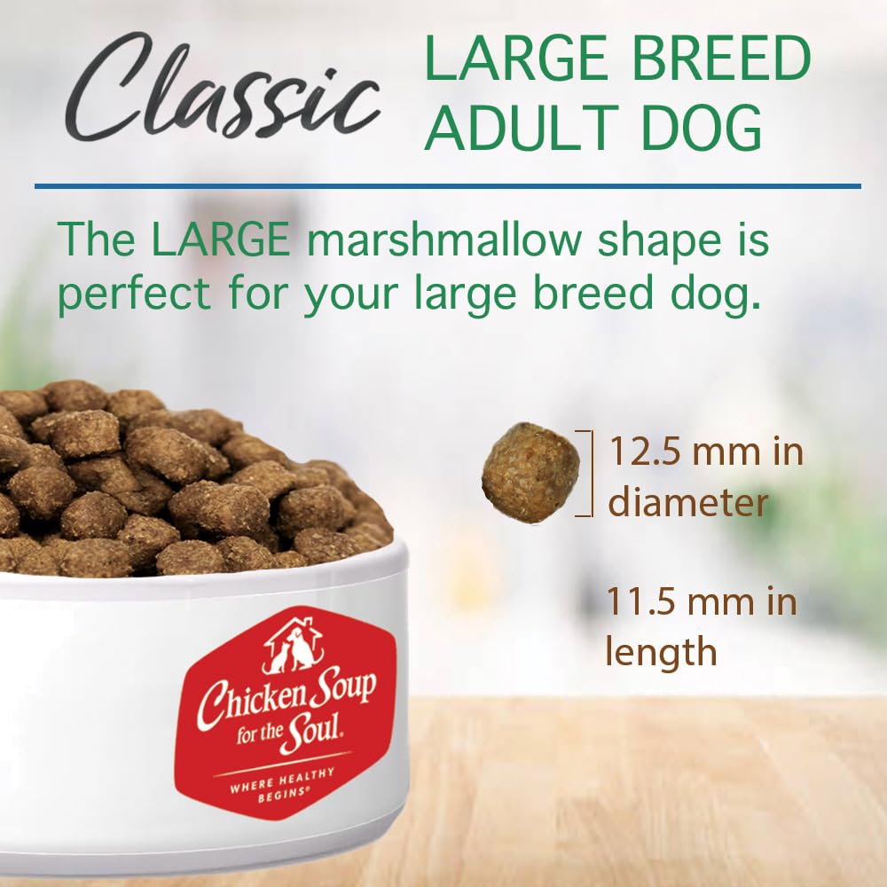 Premium Chicken Soup for The Soul Classic Dry Large Breed Adult Dog Food - Chicken, Turkey & Brown Rice Recipe, 40lb Bag | Soy Free, Corn Free, Wheat Free | Made with Real Ingredients for Healthy Joints & Shiny Coat | Ideal for Active Large Breed Dogs at Home or Outdoor Adventures
