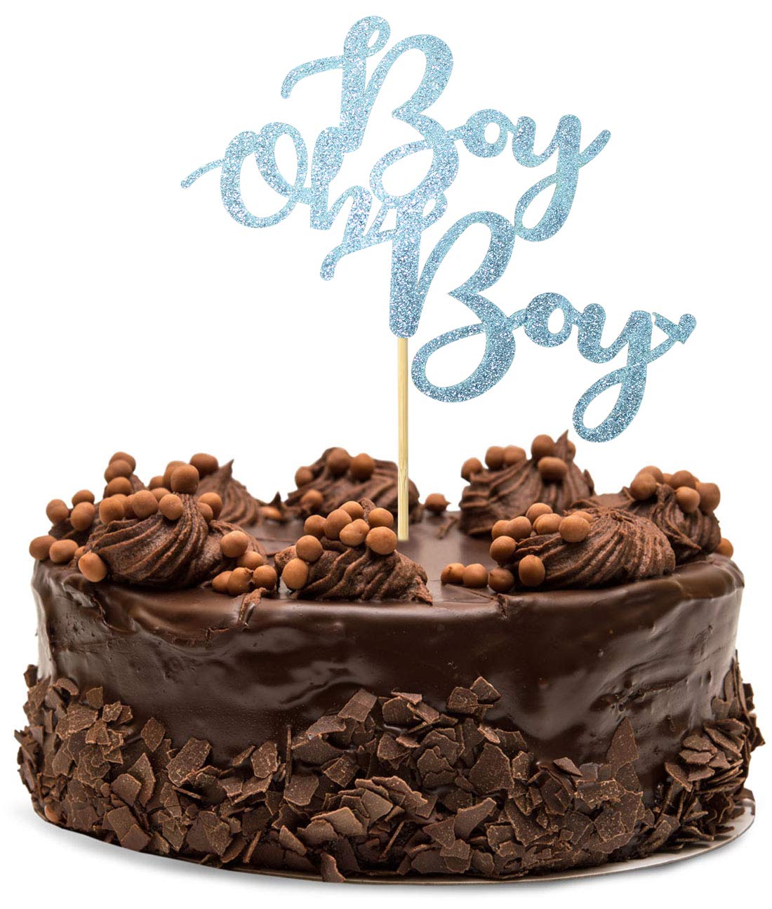Blue Glitter Boy Cake Topper - It's a Boy, Prince, Baby Shower, Gender Reveal, Birthday Party Decorations - Gold Glitter - Perfect for Baby Showers, Gender Reveal Parties, and First Birthday Celebrations
