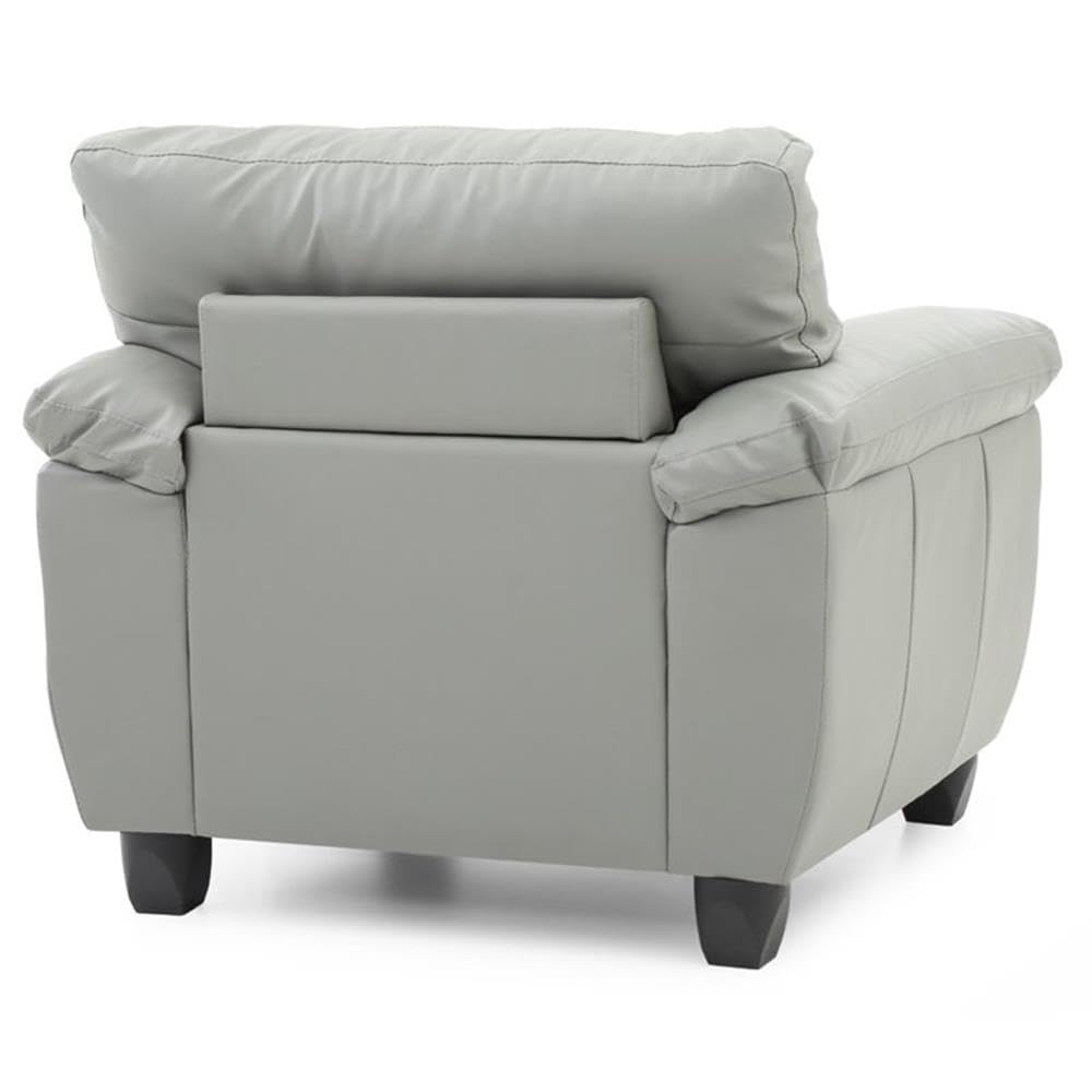 Premium Gray Faux Leather Accent Chair - Glory Furniture Gallant Modern Living Room Seating for Home Office, Lounge & Reading Nook