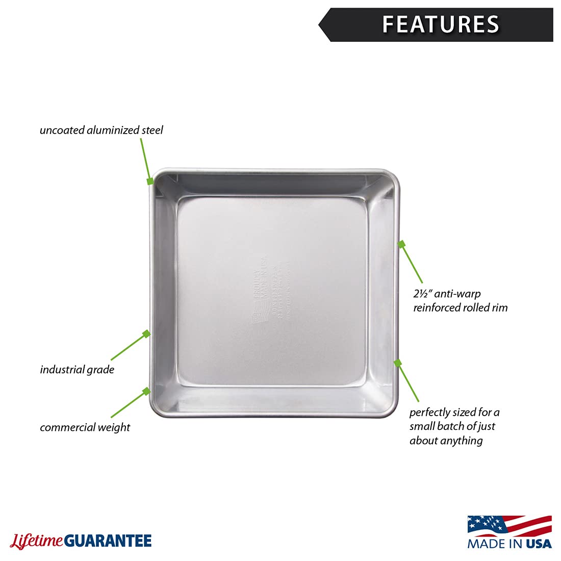 Premium Rada Cutlery 2-Piece Square Baking Pans Set - Non-Stick Oven Safe Cookware for Casseroles, Brownies & Sheet Cakes | Perfect for Home Baking & Holiday Cooking