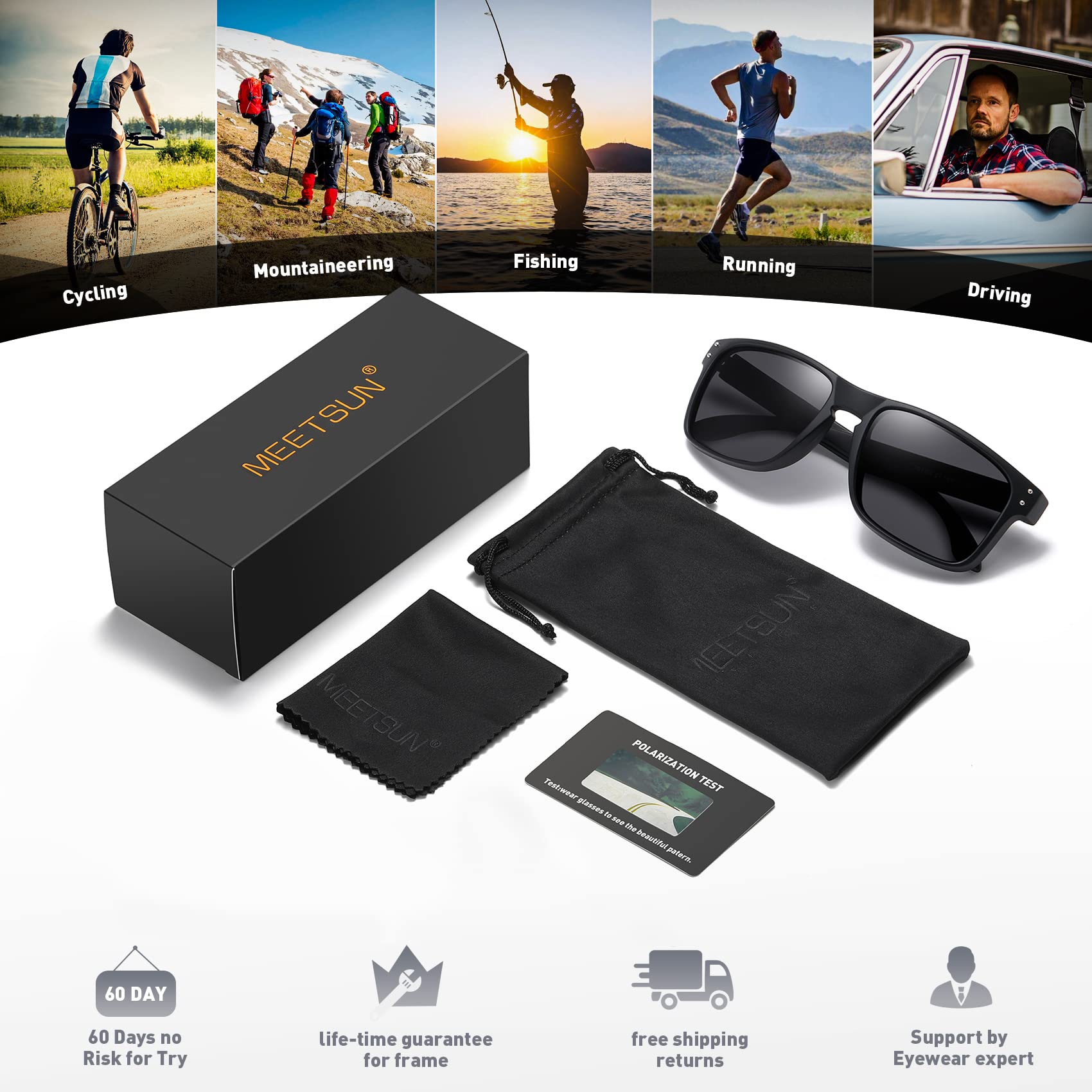 Polarized Sunglasses for Men & Women - UV400 Protection, Classic Sports & Driving Shades - Perfect for Outdoor Activities, Running, Cycling, and Beach Vacations