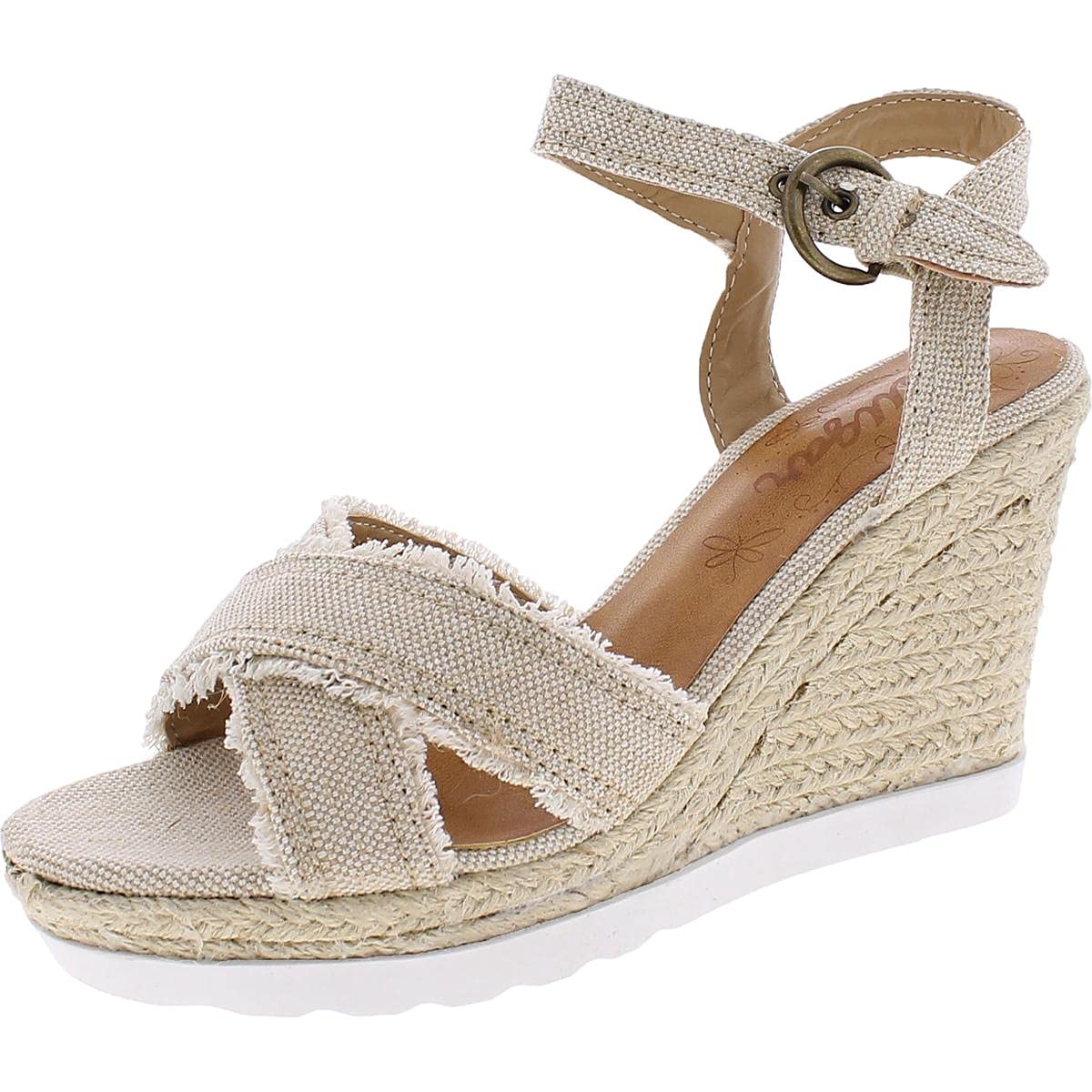 Women's Sugar Espadrille Wedge Sandals - Criss Cross Straps with Buckle & Fringe - Comfortable Platform Summer Shoes for Beach, Vacation & Casual Outings