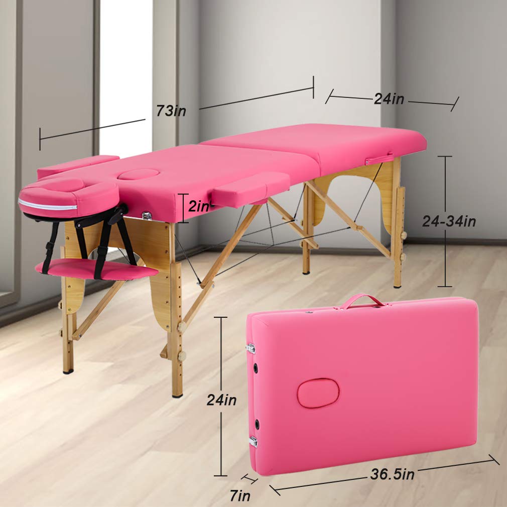 BestMassage Portable Massage Table - 24 Inch Wide Adjustable Height Folding Spa Bed with Non-Woven Carrying Bag | Perfect for Professional Massage, Facial Care, Foot Spa & Tattoo Services