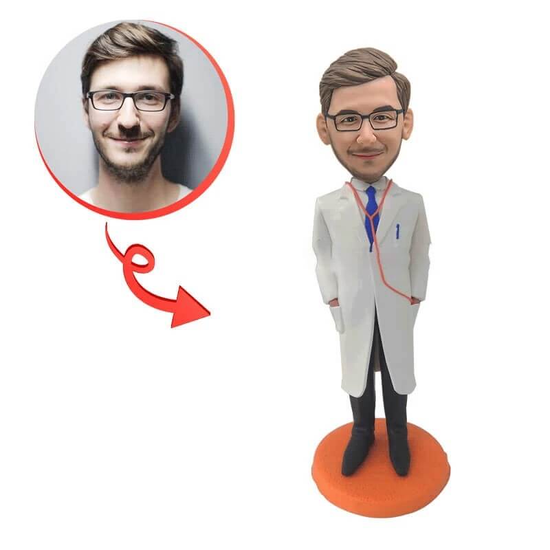 Custom Doctor With Lab Coat Bobblehead - Personalized Medical Figure - Perfect for Office Decor, Gifts for Doctors & Medical Professionals