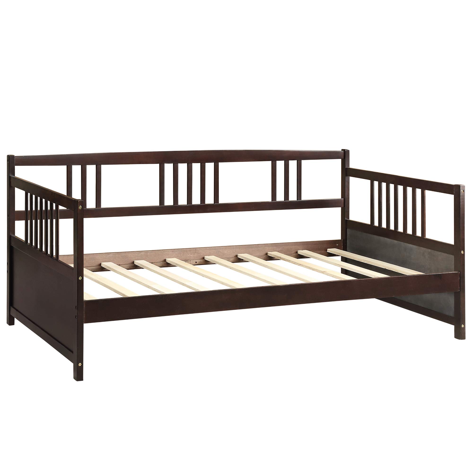 SOFTSEA Twin Size Daybed Frame with Wooden Slats Support - No Box Spring Needed - Modern Espresso Daybed for Guest Room, Dorm or Small Space
