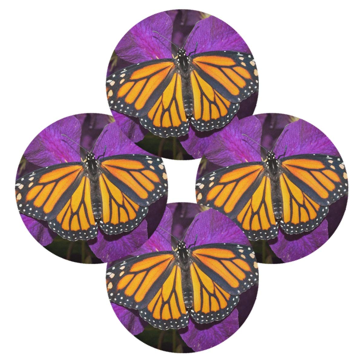 Monarch Butterfly Flower Placemats Set of 4 - 15.4 Inch Waterproof Dining Table Mats for Everyday Use, Holiday Decor & Home Decoration - Perfect for Dinner Parties, Family Gatherings & Special Occasions