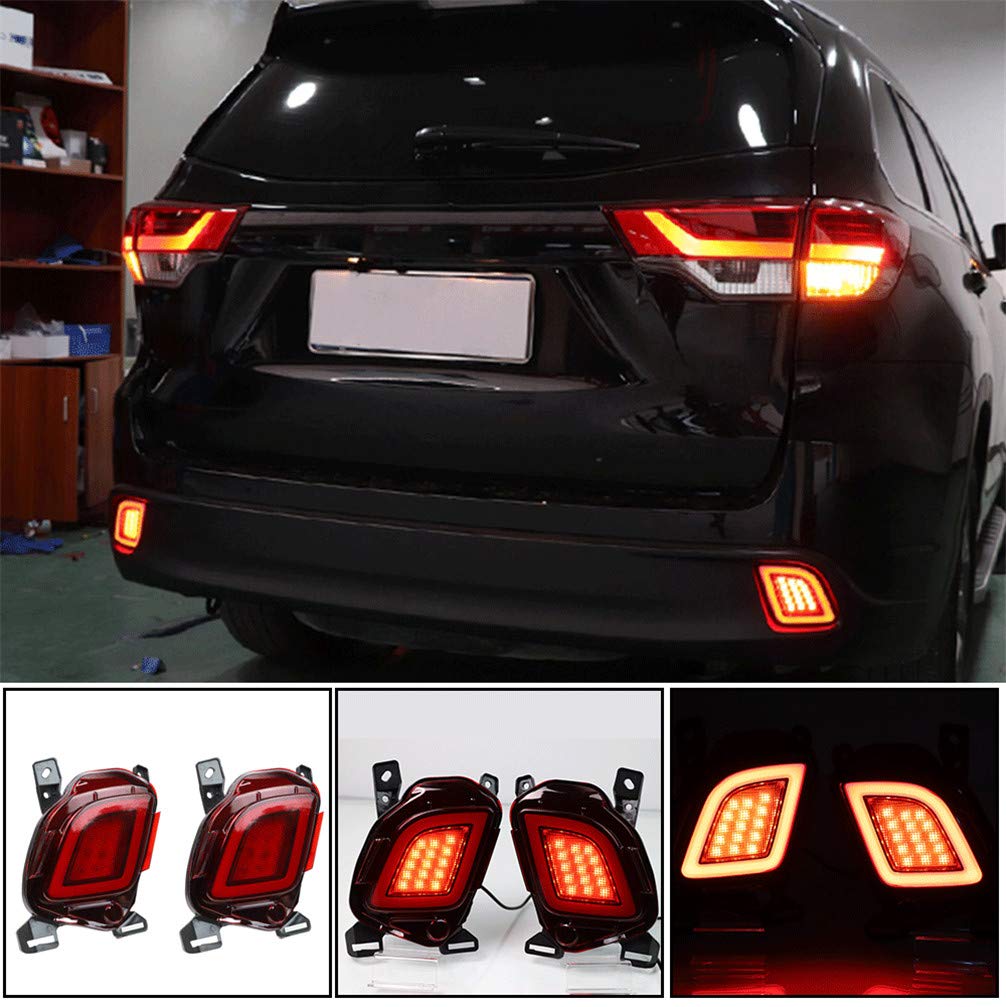 2014-2019 Toyota Highlander LED Tail Light Assembly - Super Bright Brake Lights, Turn Signals & Reverse Lamps | Durable Rear Bumper Reflector for Night Driving & Enhanced Safety