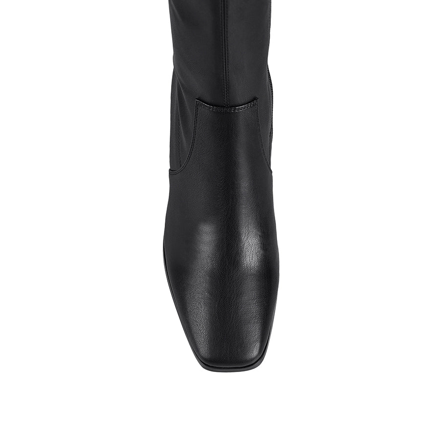 Linden Knee High Boots for Women - Black Smooth Leather Fashion Boots for Fall & Winter - Stylish & Comfortable for Work, Party & Daily Wear