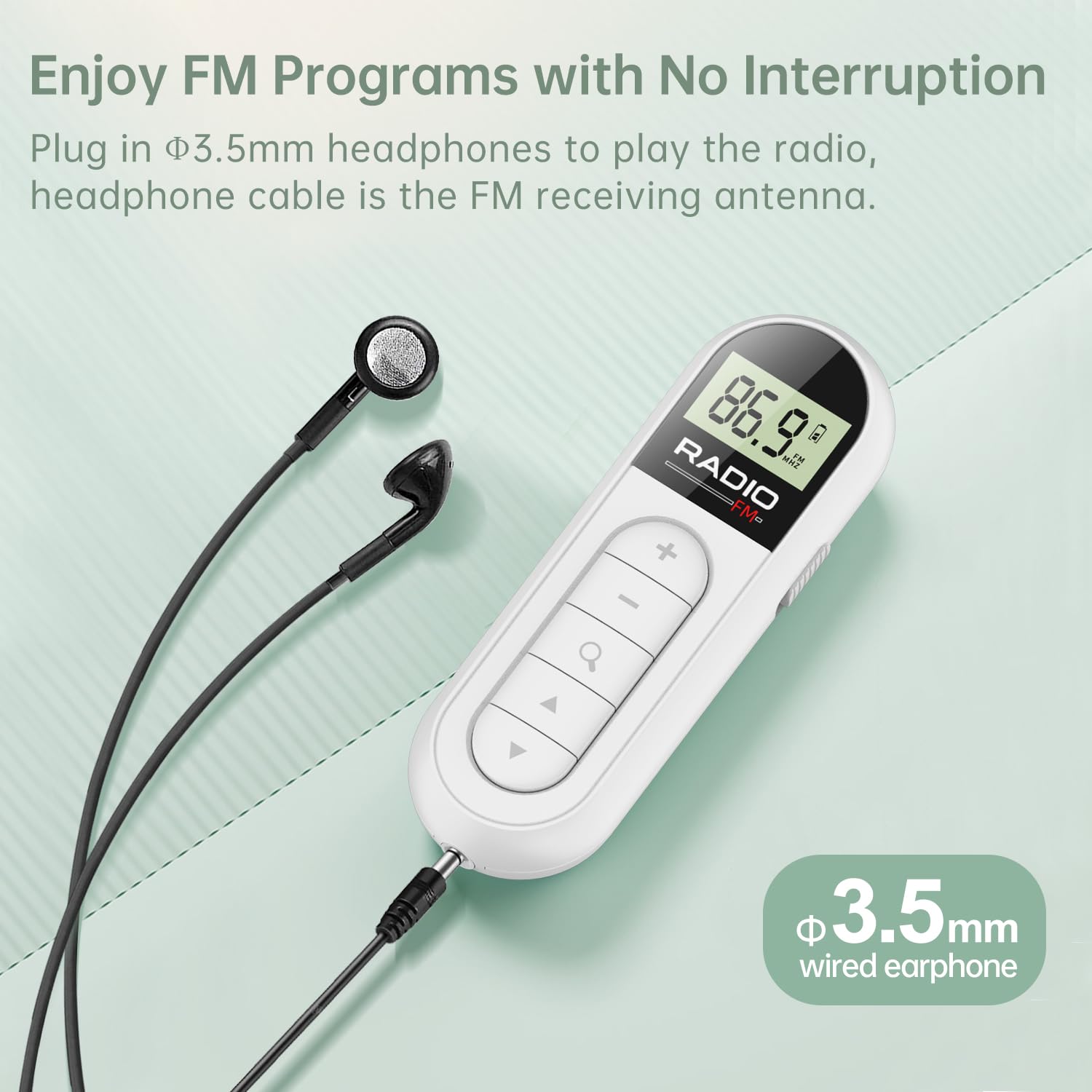 Portable FM Radio with Best Reception - Rechargeable Digital Tuning LCD Backlight, Stereo Sound, Belt Clip - Perfect for Jogging, Walking, Outdoor Activities (White)