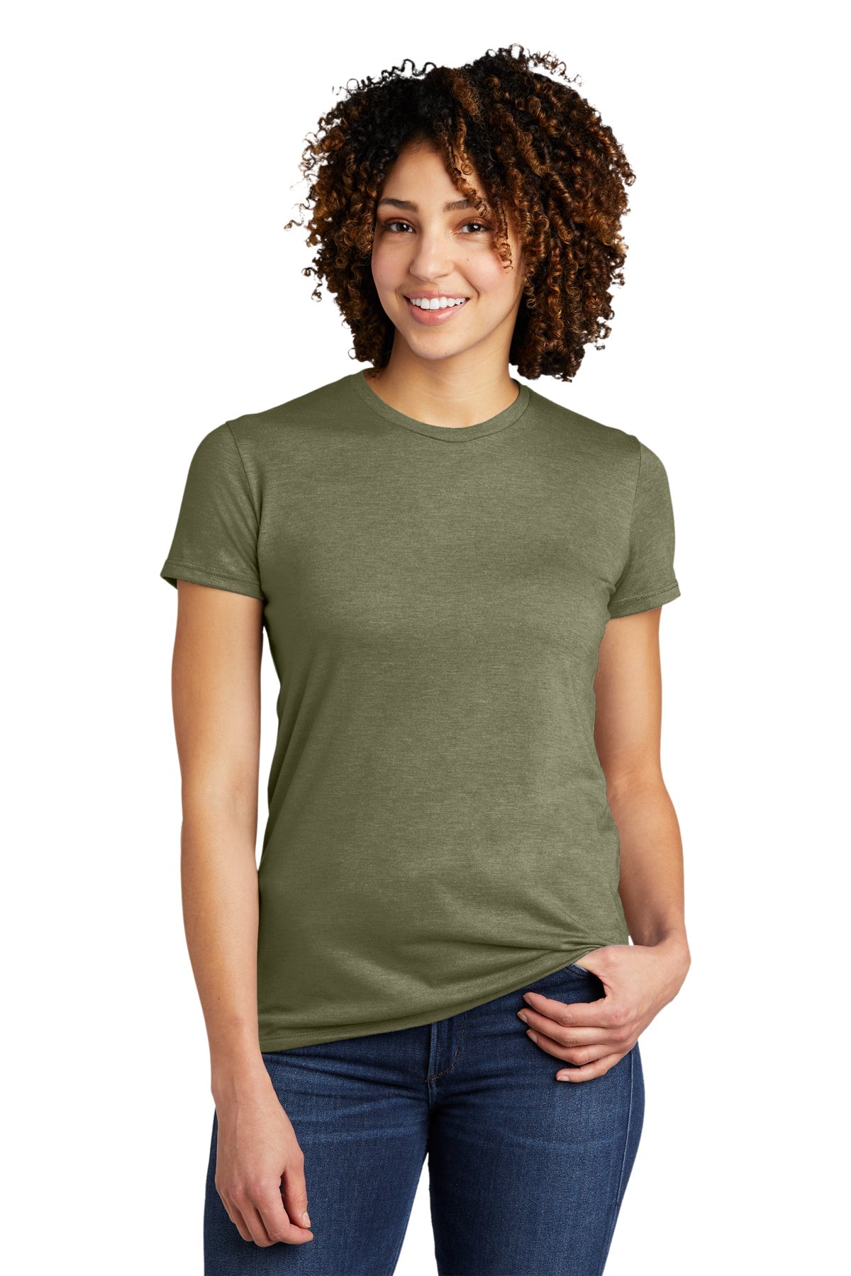 Allmade Women's Tri-Blend Custom T-Shirt - Soft Olive Green Tee for Casual Wear, Workouts & Everyday Comfort