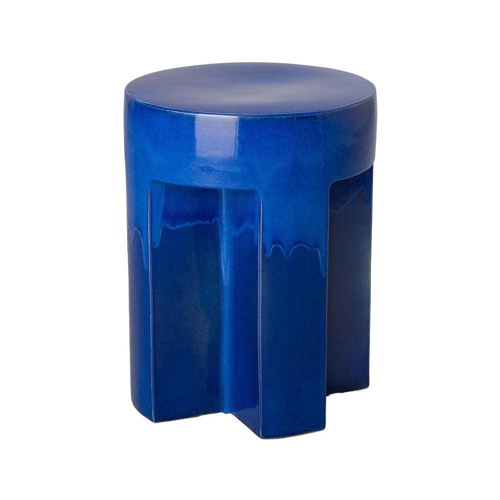 18 Inch Ceramic Garden Stool for Outdoor Patio Decor - Weather-Resistant Side Table, Plant Stand, or Decorative Accent for Lawn, Backyard, and Poolside
