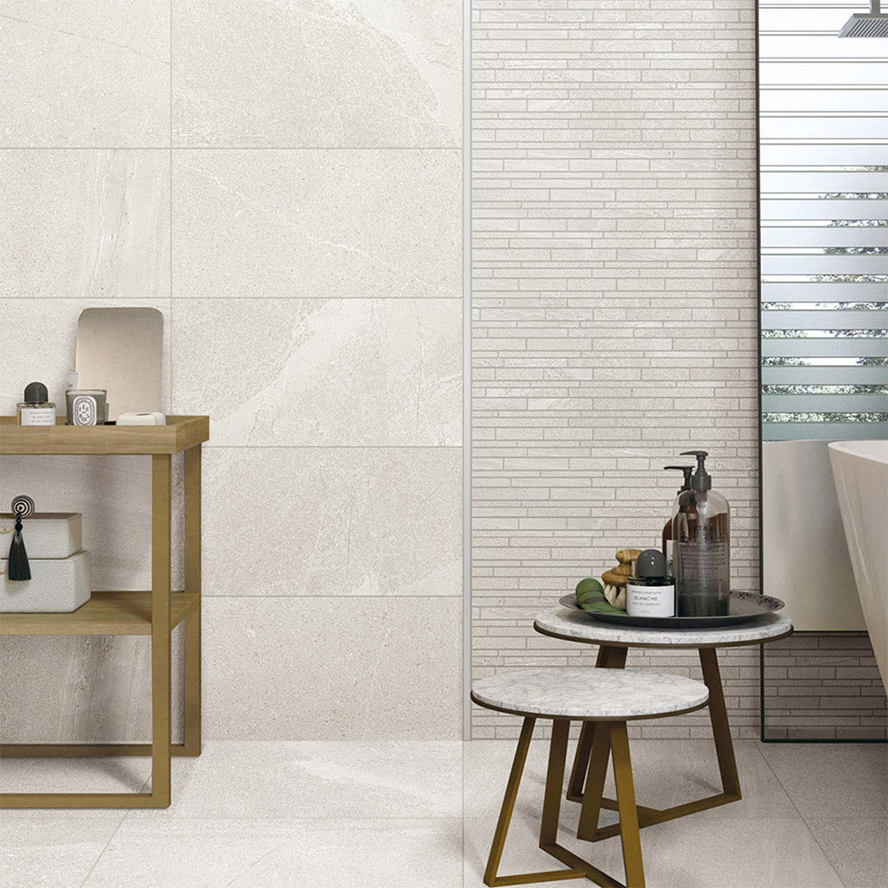 Premium 600x600mm Symphony White Outdoor Porcelain Tile - Natural Limestone Look - Perfect for Patios, Pool Decks & Garden Pathways