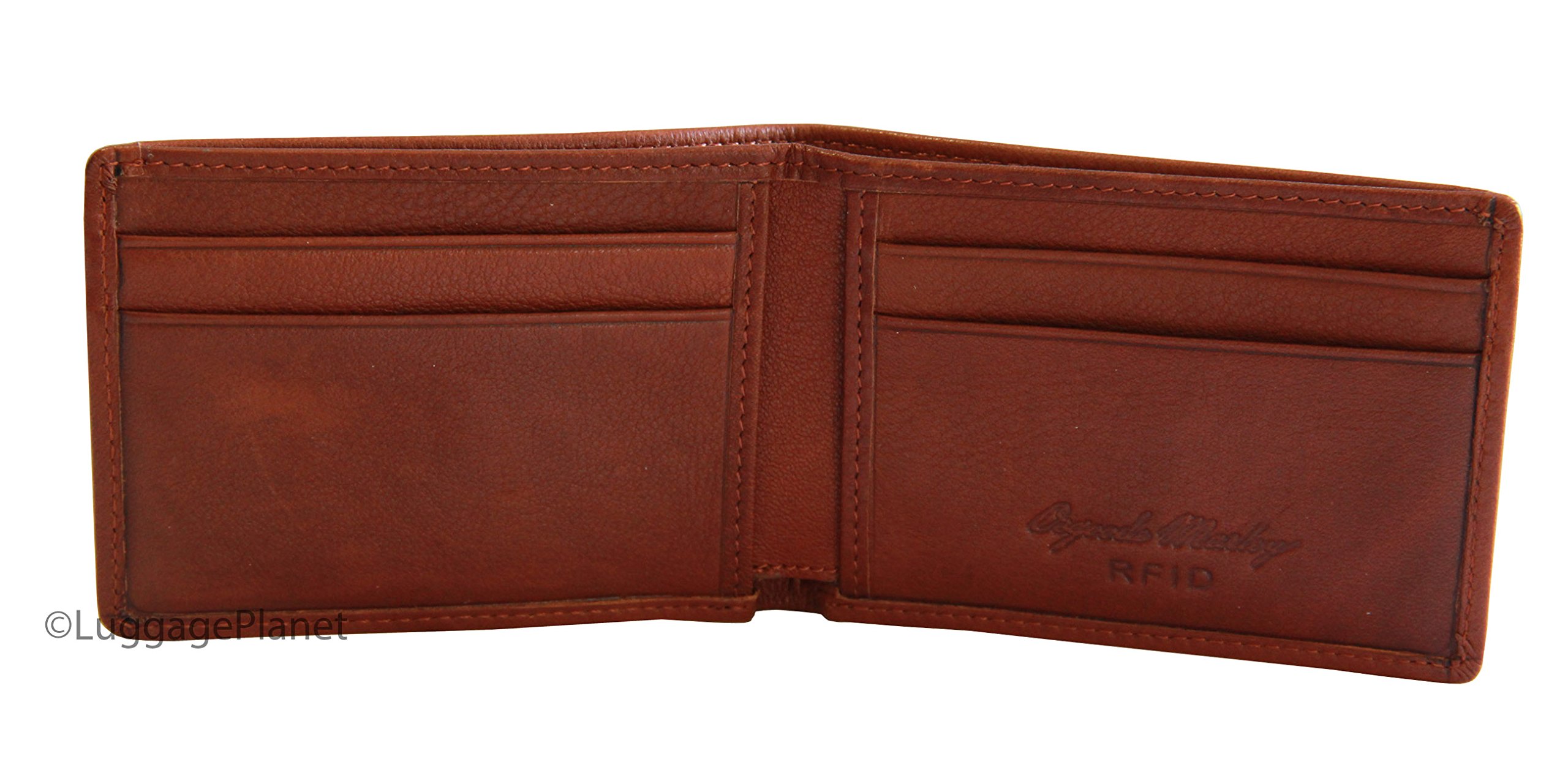 RFID Ultra Slim Mini Thinfold Men's Bifold Leather Wallet in Brandy - Compact & Secure for Everyday Carry, Travel & Business Use