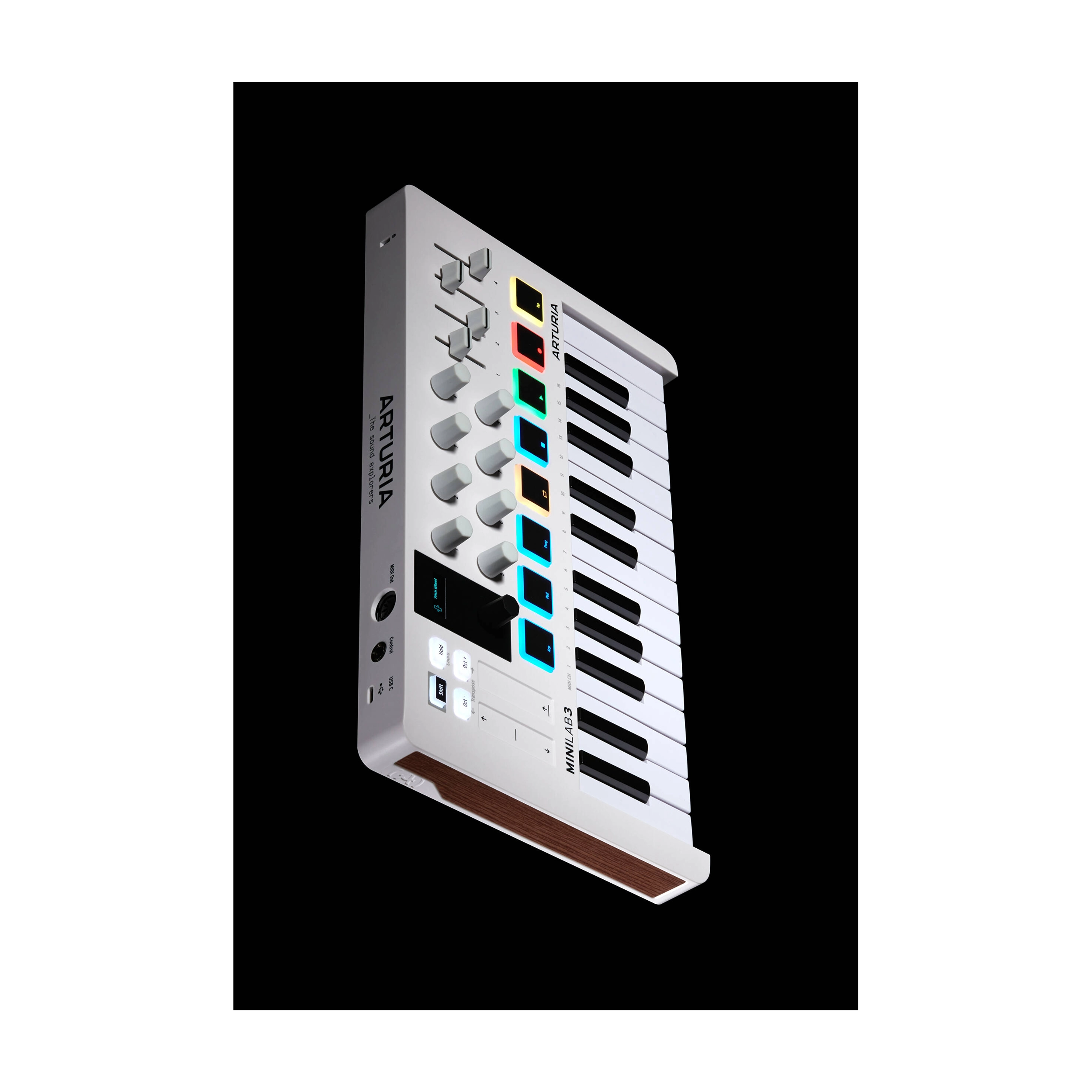 Arturia MiniLab 3 Compact 25-Key MIDI Keyboard Controller with 16 Pads - White | Perfect for Music Production, Beat Making & Live Performances