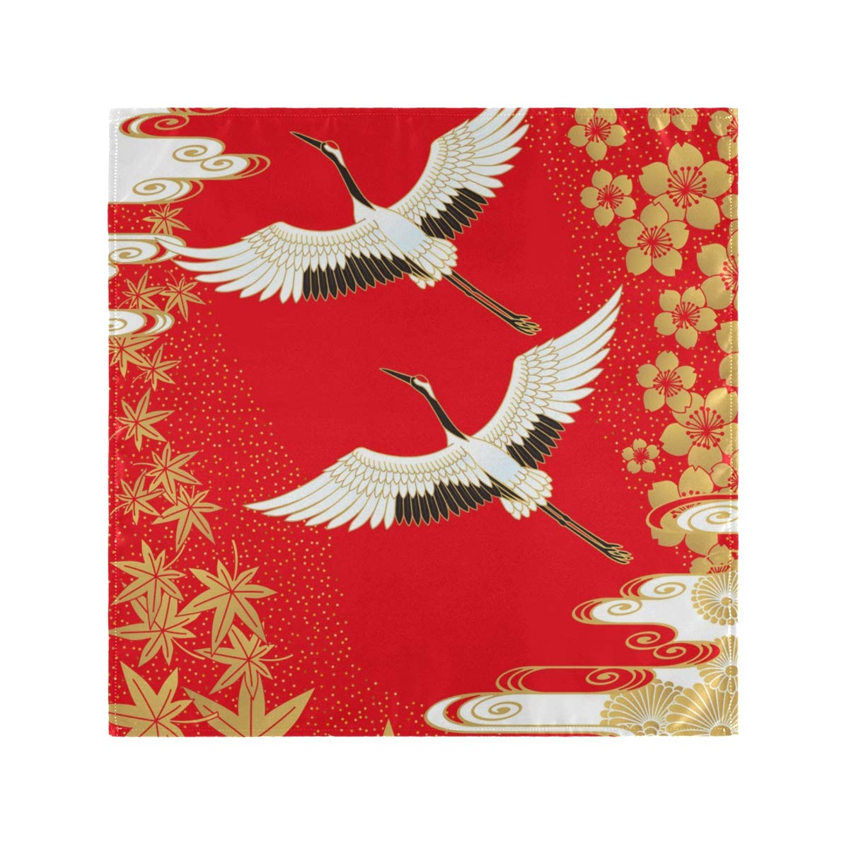 Japanese Cherry Blossom & Maple Leaf Cloth Napkins Set of 4 - 20x20 Inch Washable Cotton Dinner Napkins for Family Dining, Wedding Party, Restaurant & Holiday Decor - Elegant Table Linens for Everyday Use & Special Occasions