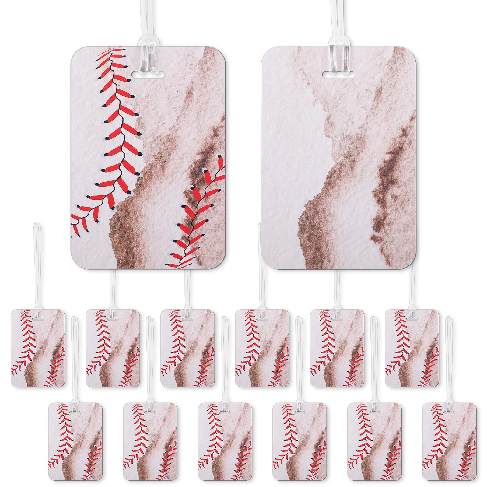 12 Pcs Baseball Luggage Tags - Durable Plastic Suitcase ID Labels for Travel Gear & Backpacks (4 x 2.75 Inches) - Perfect Gift for Baseball Players & Fans - Ideal for Team Travel, Tournaments & Sports Events