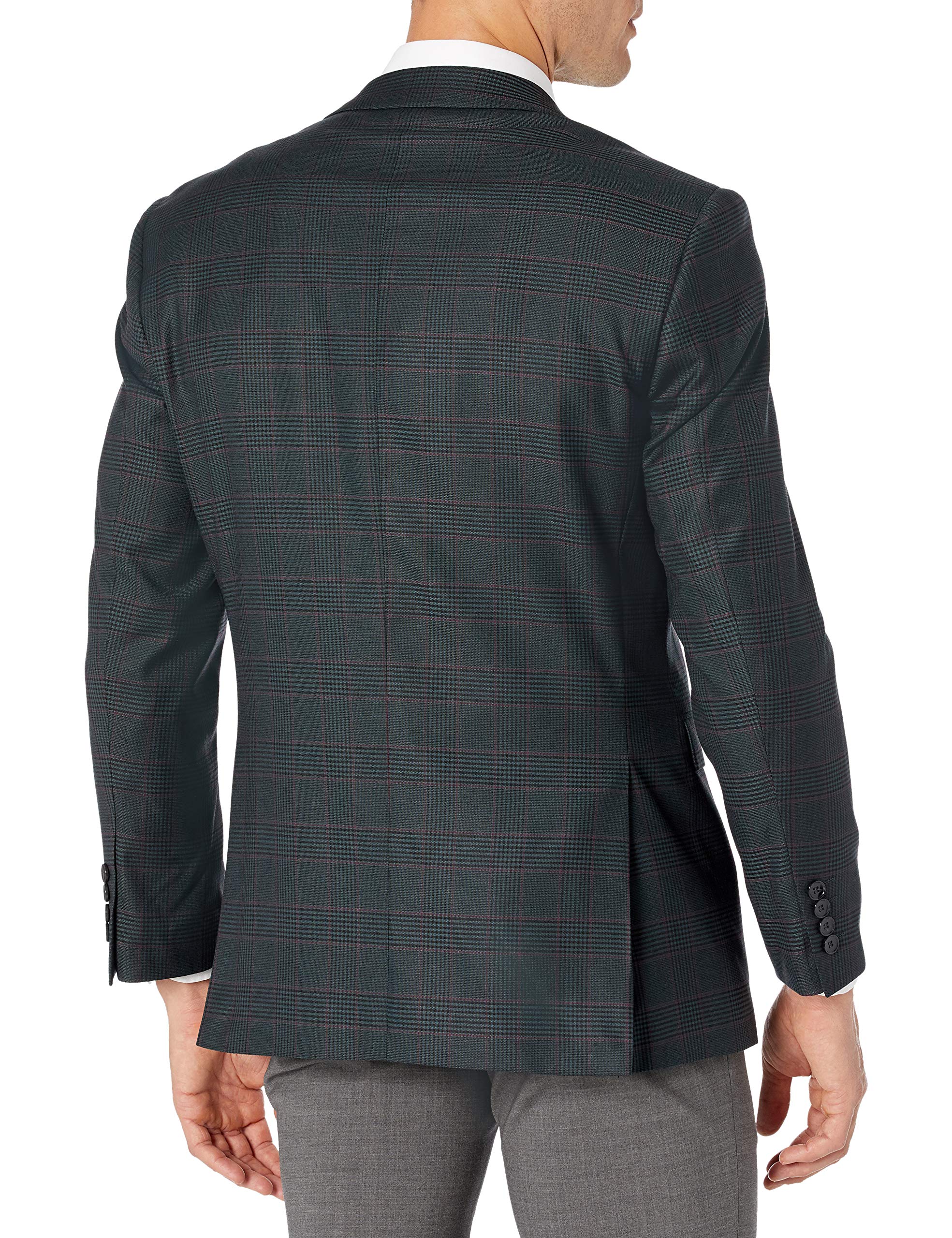 Adam Baker Men's Ultra Slim Fit Notch Lapel Plaid Sport Coat Blazer - Stylish Formal & Business Attire for Weddings, Office & Special Events
